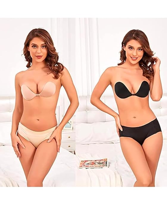 Bellbum Women's & Girl's Strapless Push Up Wire Free Stick On Invisible Bra (Free-Size)