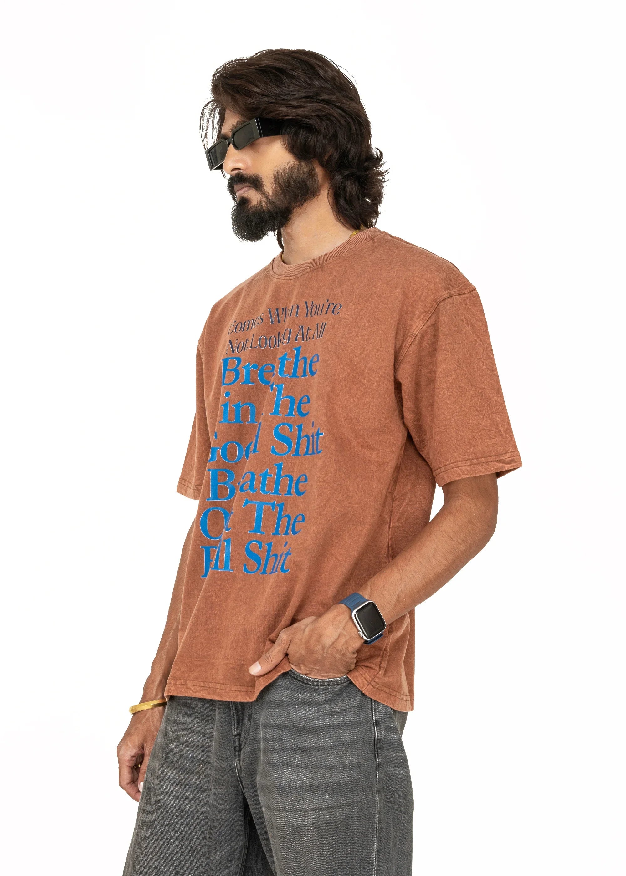 Breathe in Acid Wash Oversized T-Shirt - Bellbum
