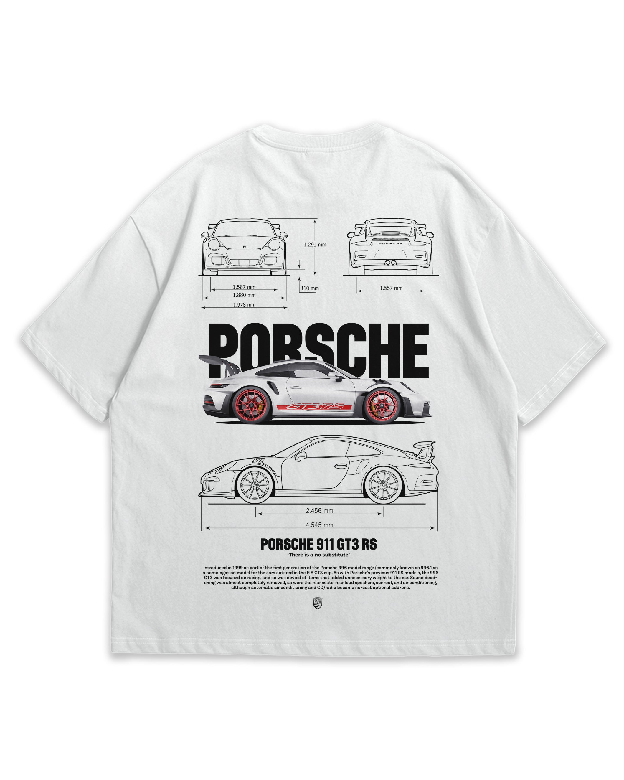 Porsche Graphic Oversized T-Shirt for Men | 240 GSM French Terry Cotton | White | Car Design DTF Print
