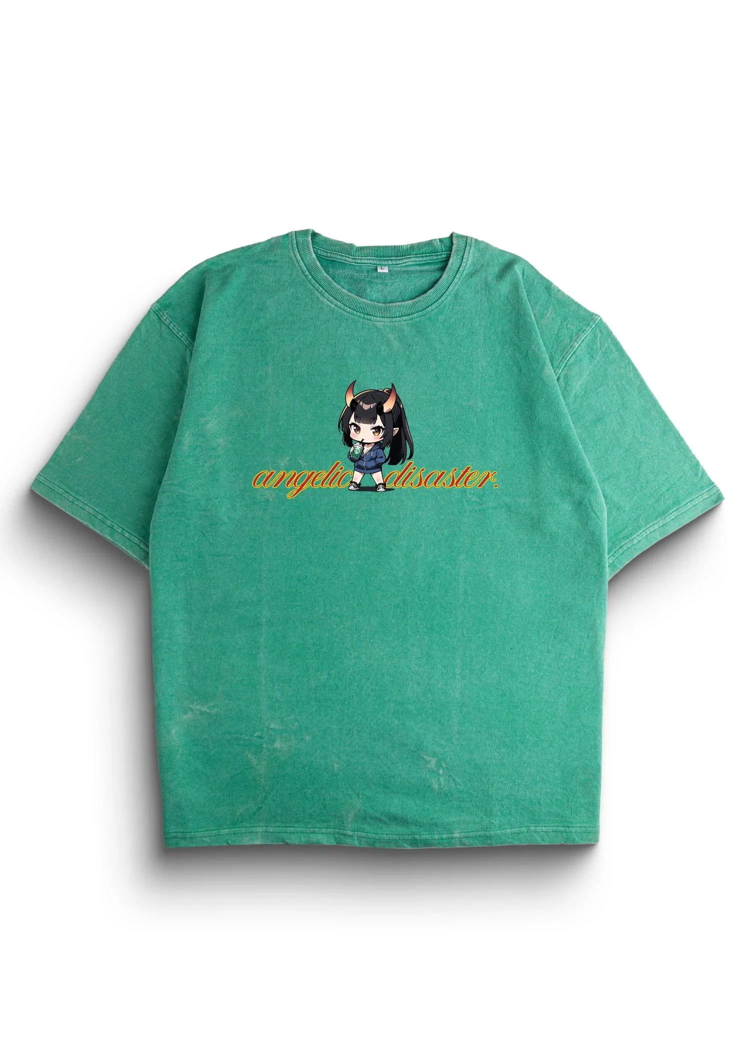 Angelic disaster Acid Wash Oversized T-Shirt - Bellbum
