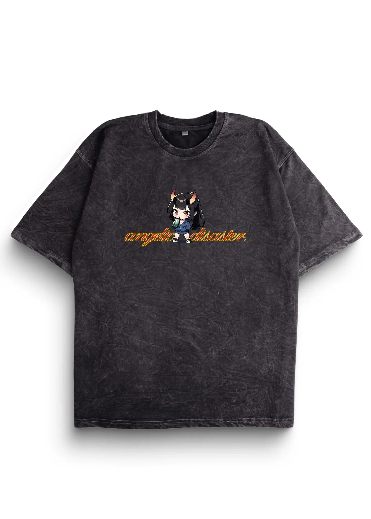 Angelic disaster Acid Wash Oversized T-Shirt - Bellbum