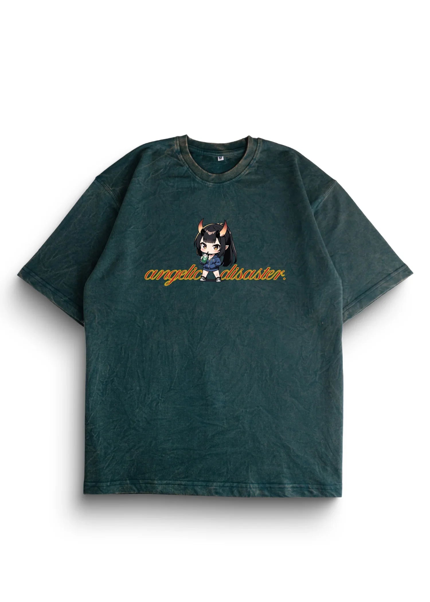 Angelic disaster Acid Wash Oversized T-Shirt - Bellbum