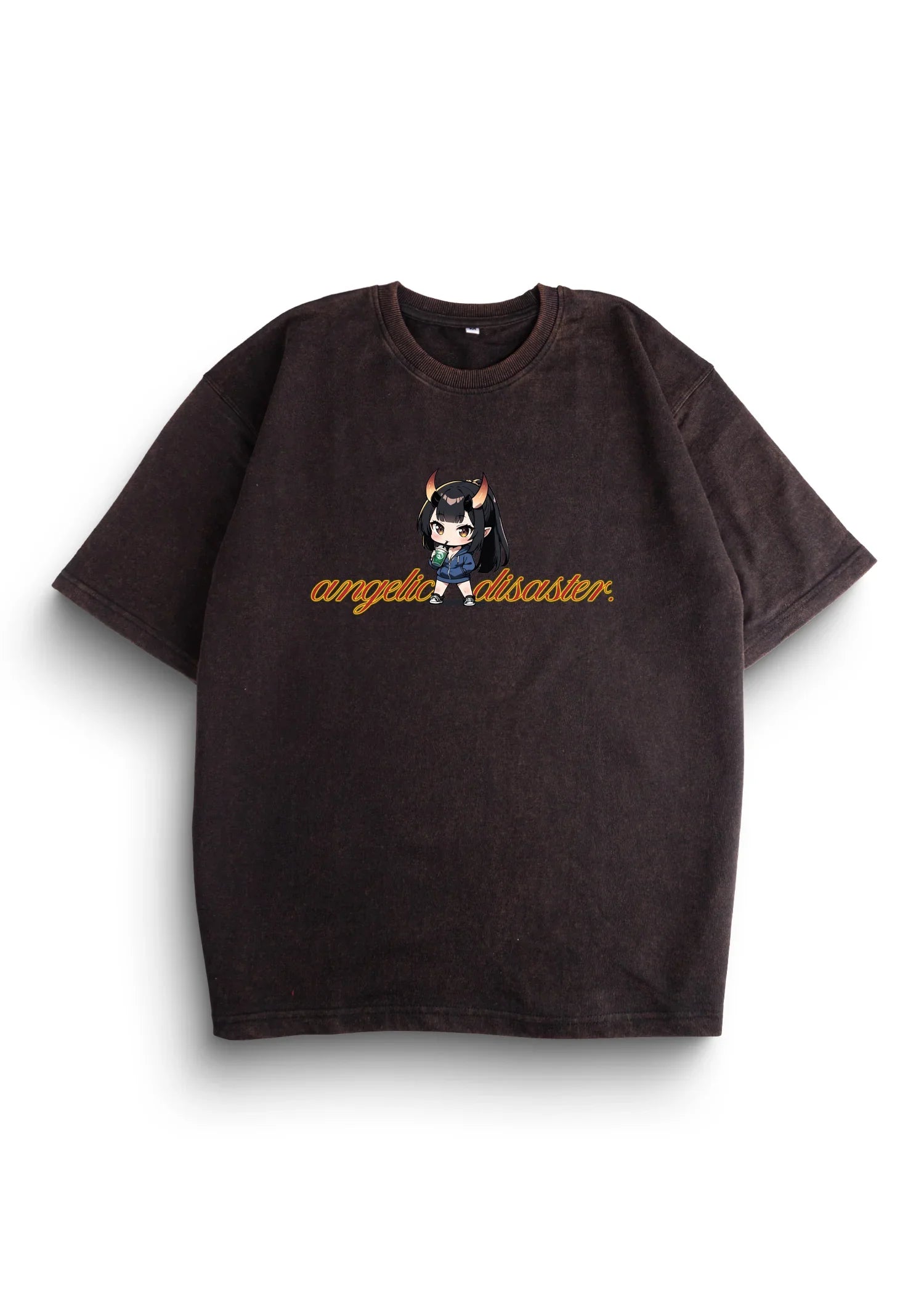 Angelic disaster Acid Wash Oversized T-Shirt - Bellbum