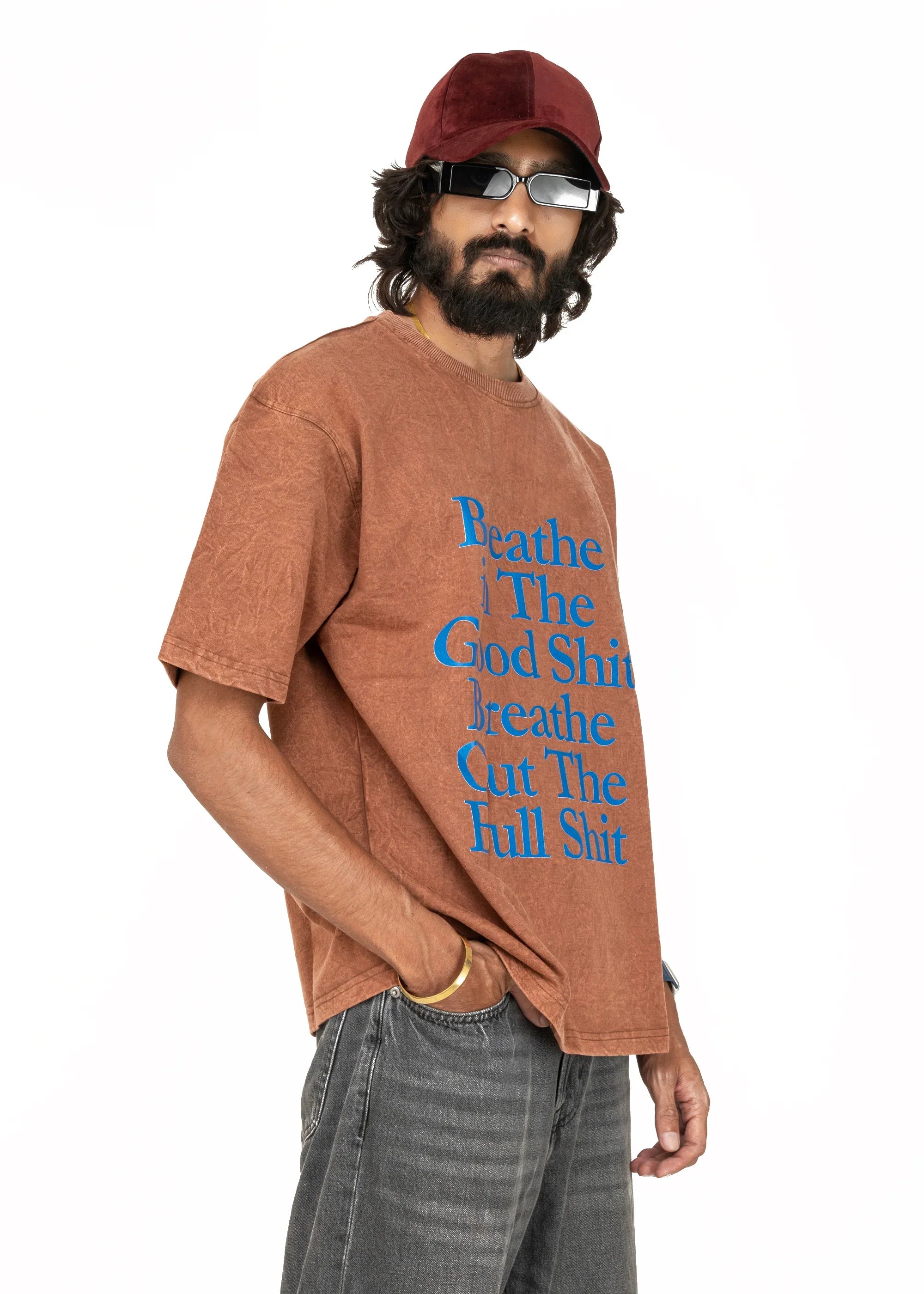 Breathe in Acid Wash Oversized T-Shirt - Bellbum