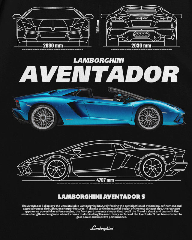 Bellbum Lamborghini Aventador S Oversized T-Shirt – 240GSM French Terry Cotton, Black, Unisex Supercar Streetwear