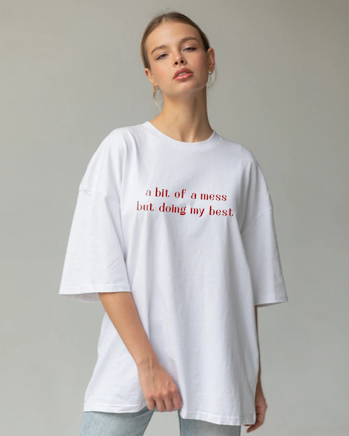 A bit of mess Unisex t-shirt oversized t-shirt - Bellbum