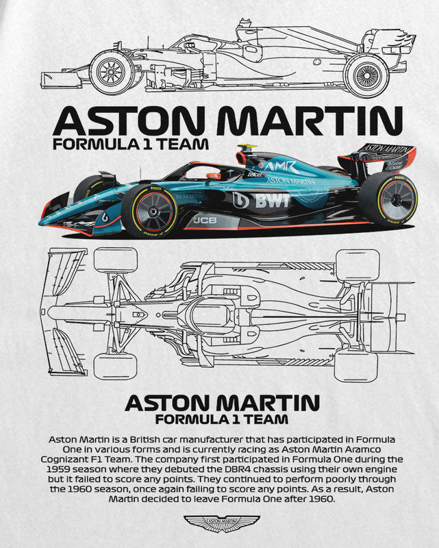 Bellbum Aston Martin Formula 1 Team Oversized T-Shirt – 240GSM French Terry Cotton, White, Unisex Motorsport Streetwear
