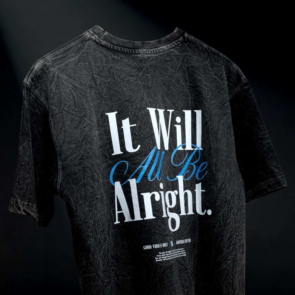 It Will All Be Alright Oversized Tee – Washed Black - Bellbum