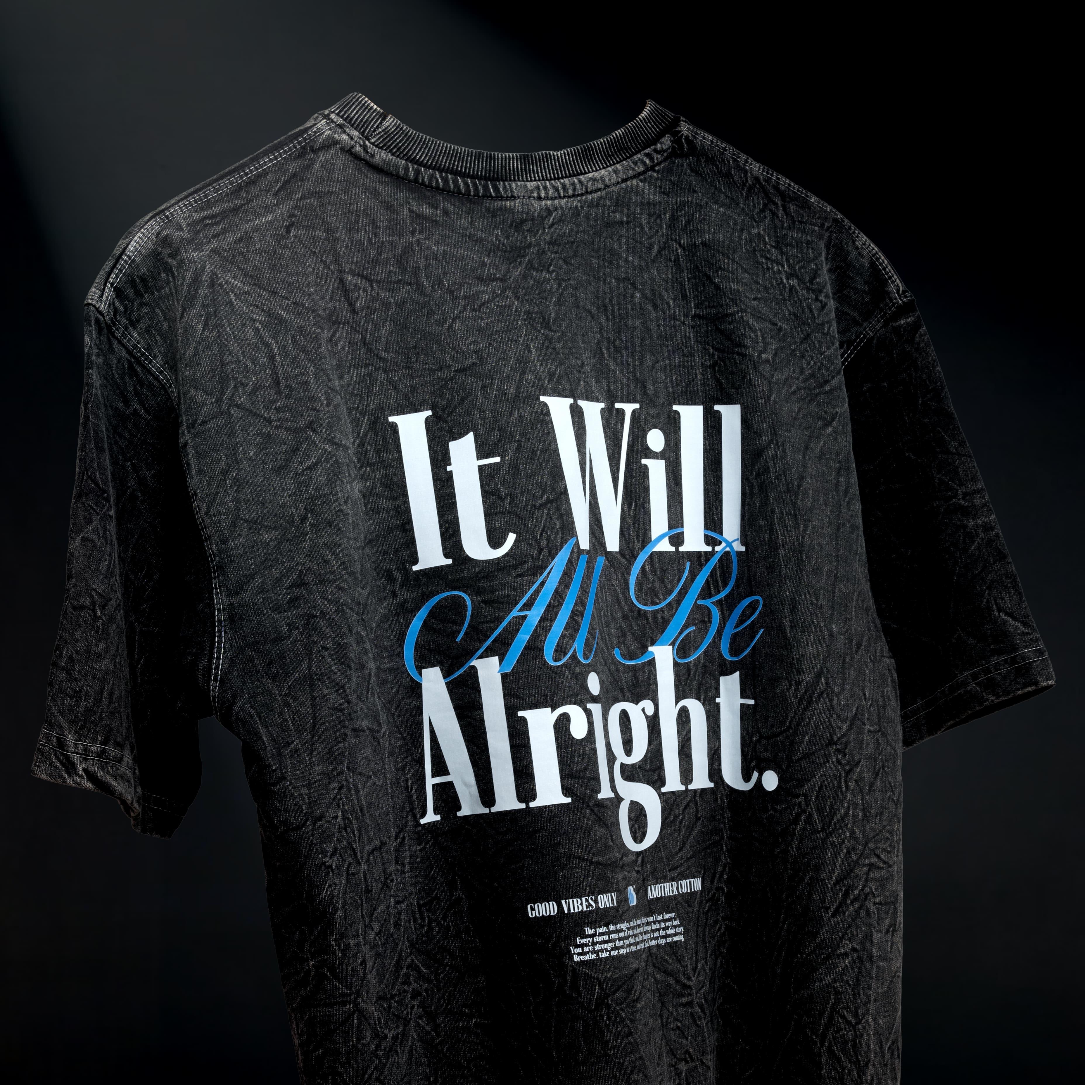 It Will All Be Alright Oversized Tee – Washed Black - Bellbum