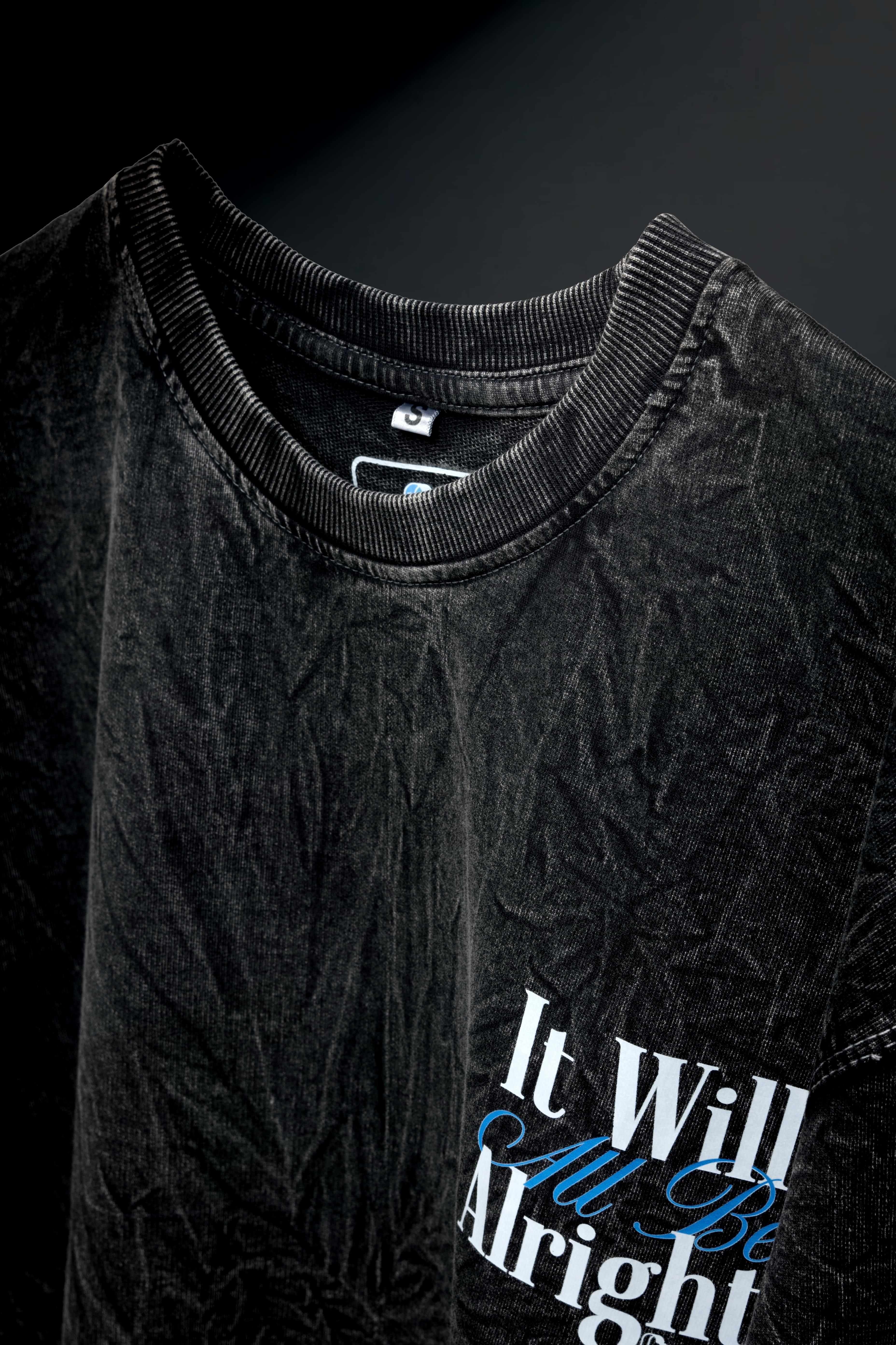 It Will All Be Alright Oversized Tee – Washed Black - Bellbum