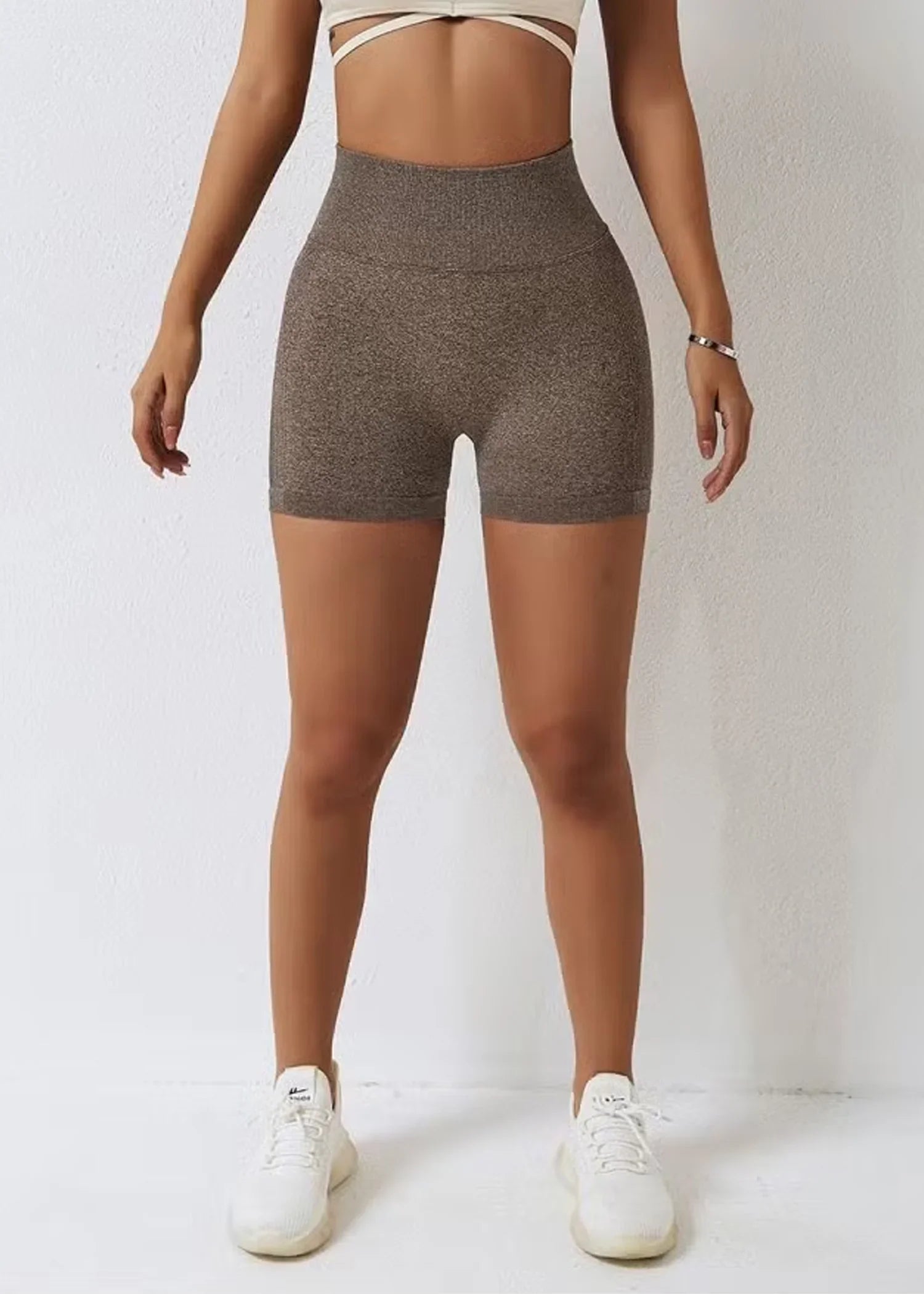Bellbum Yoga Shorts Brown Spandex - Bellbum