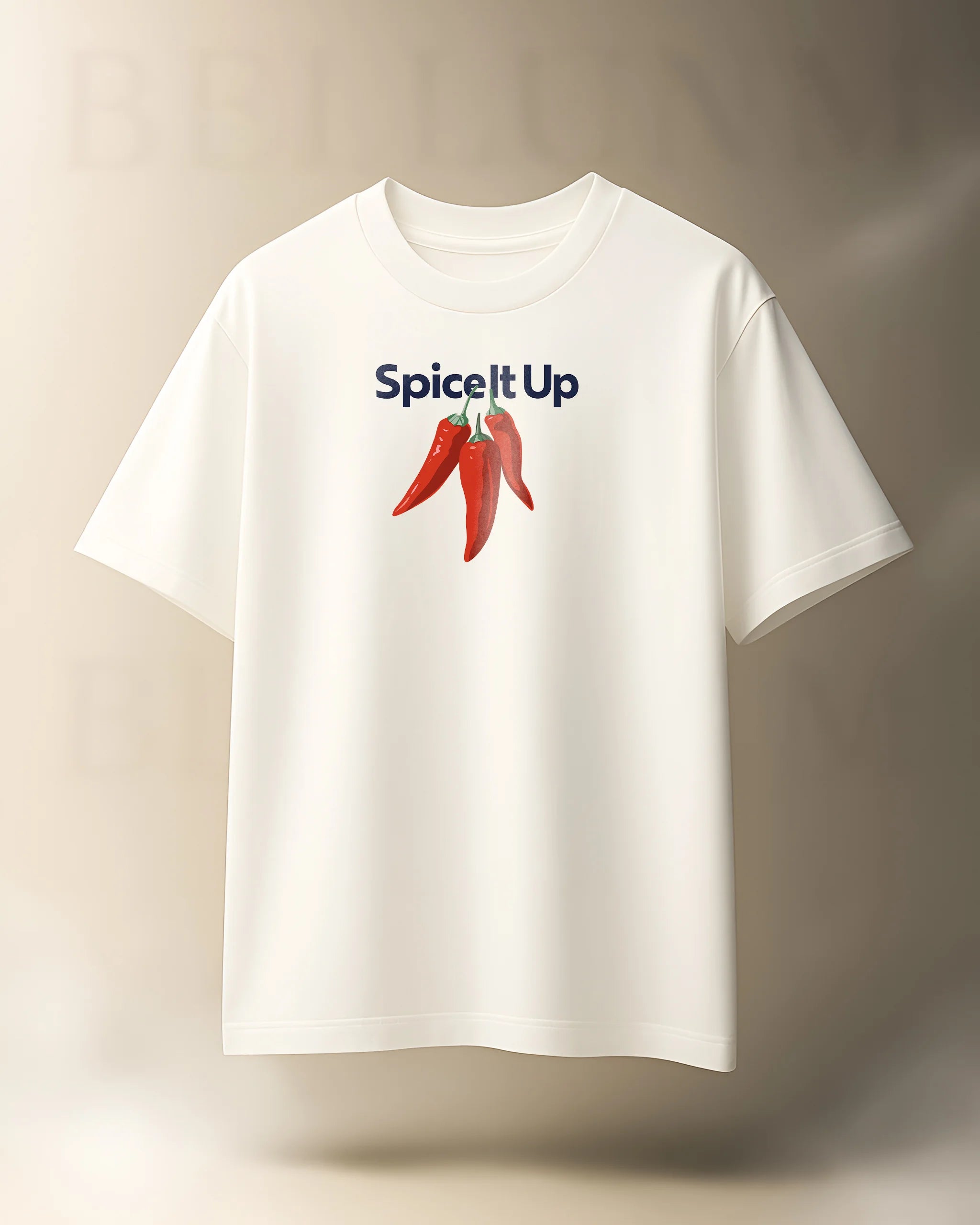 Bellbum Oversized Unisex T-Shirt White Cotton – “Spice It Up” Chilli Graphic Print