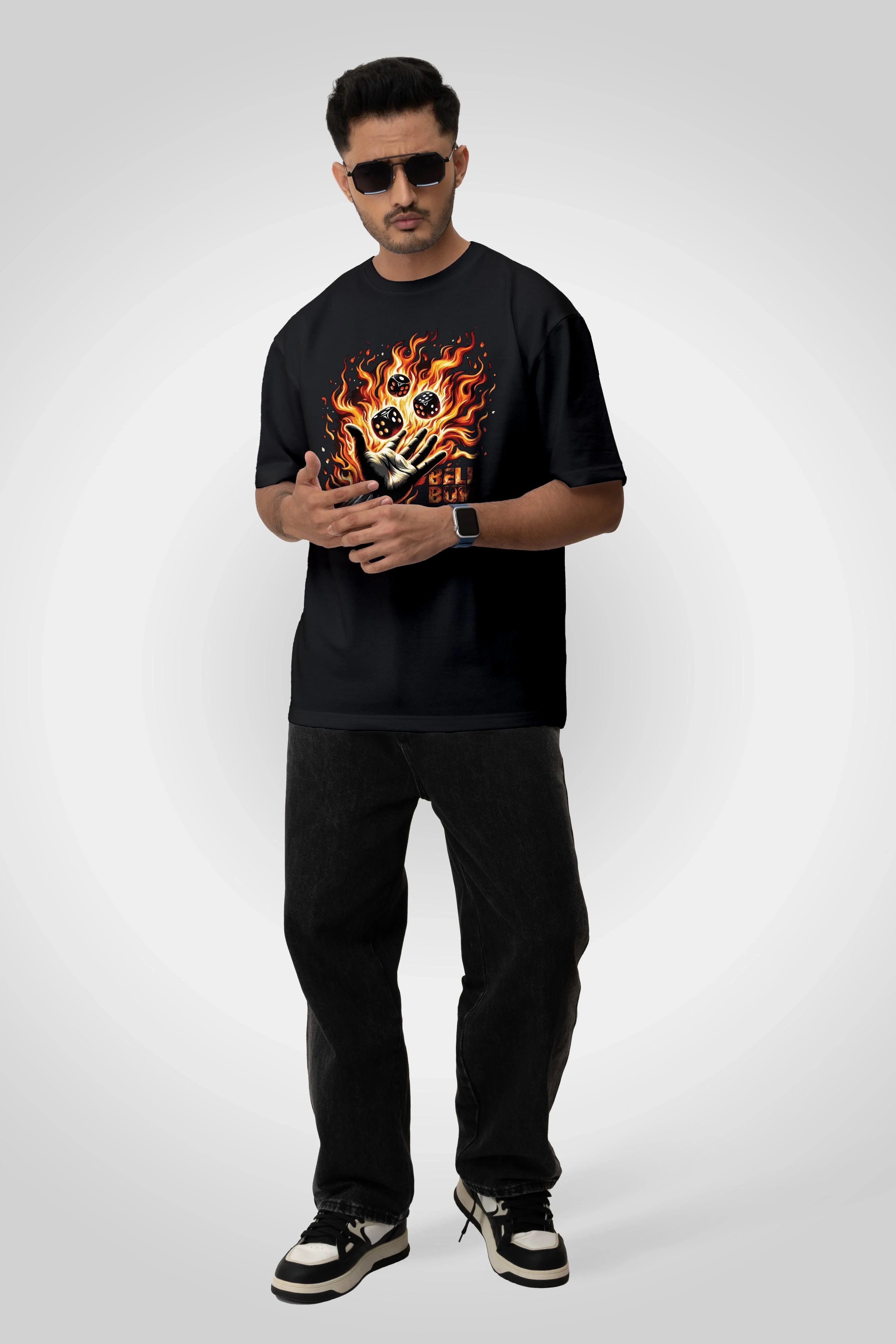 Gambling with fire Unisex printed graphic oversized t-shirt - Bellbum