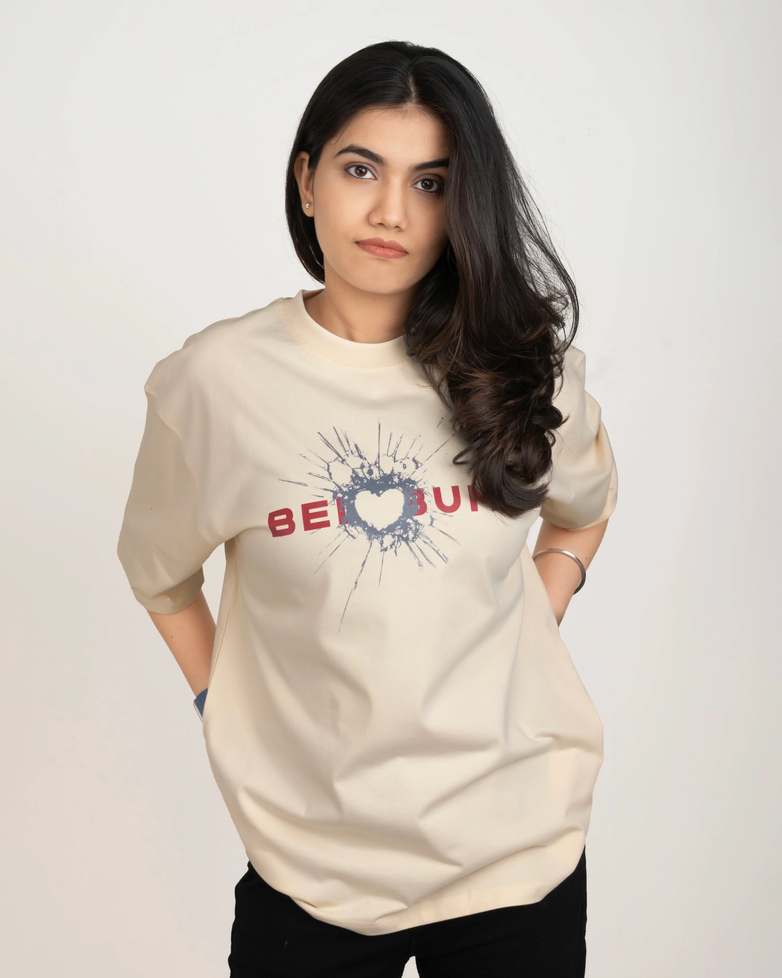 Bellbum Originals Oversized Tee | Beige Unisex Cotton Streetwear