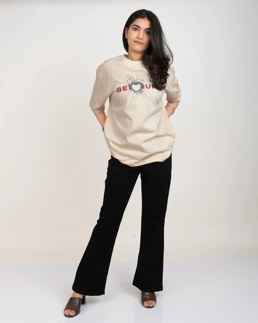 Bellbum Originals Oversized Tee | Beige Unisex Cotton Streetwear