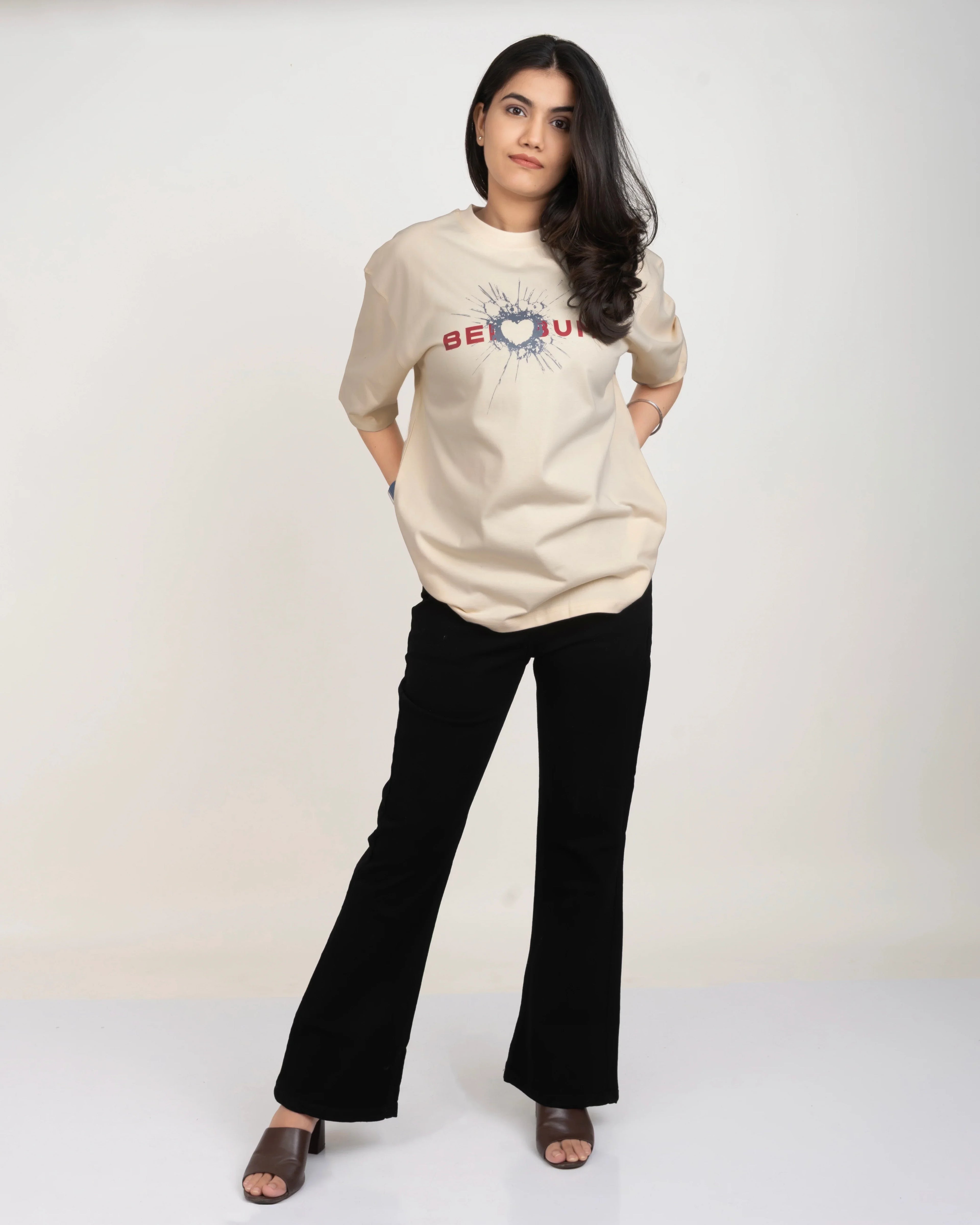 Bellbum Originals Oversized Tee | Beige Unisex Cotton Streetwear