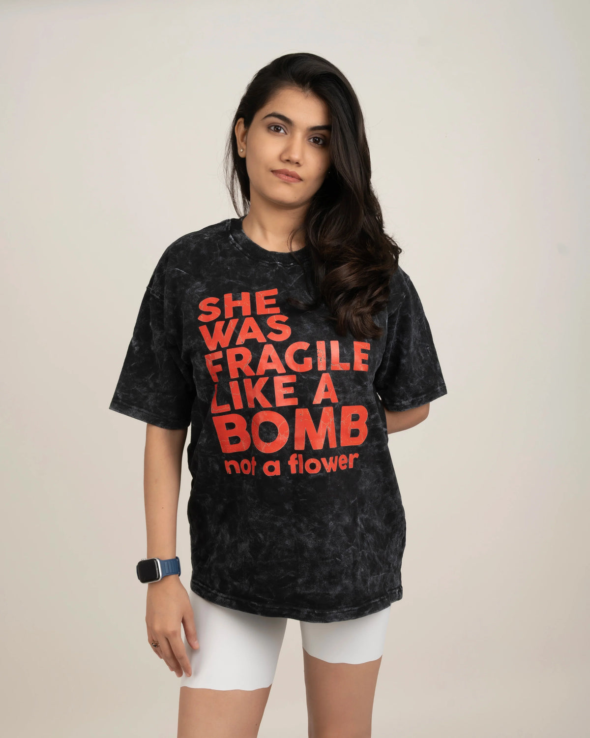 She Was Fragile Acid Wash Oversized T-Shirt