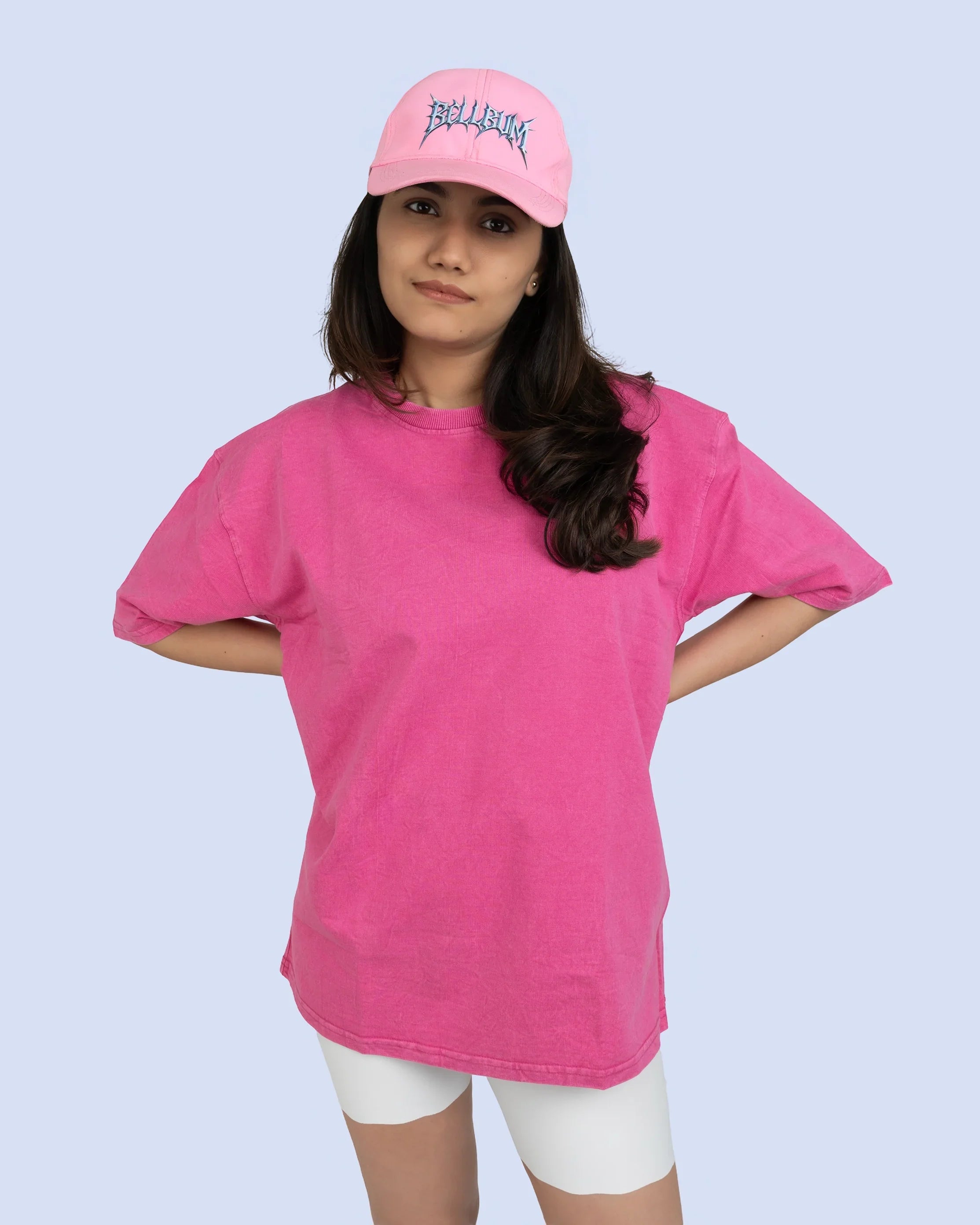 Bellbum Unisex Pink Baseball Cap – Gothic Logo Embroidered Streetwear Hat