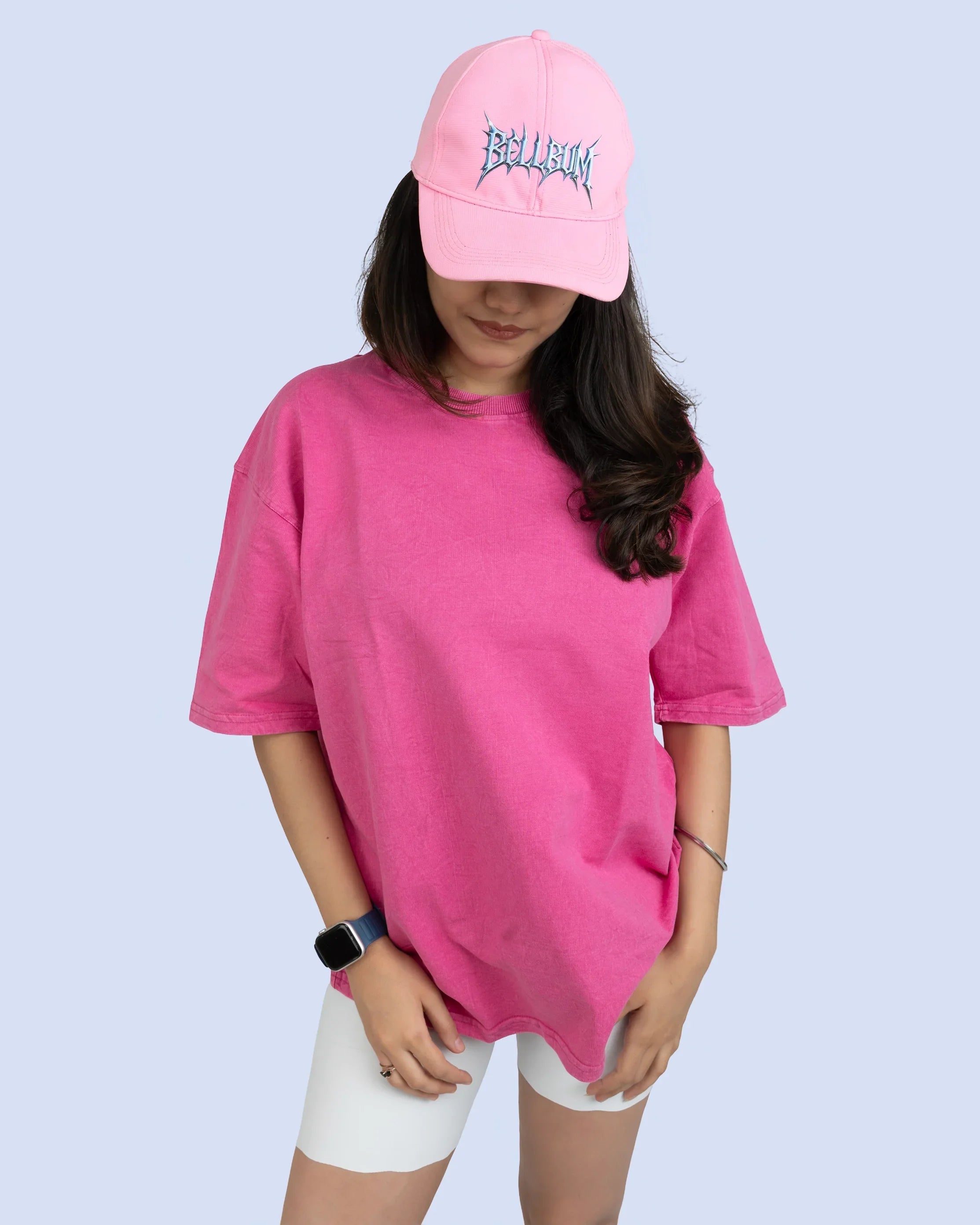 Bellbum Unisex Pink Baseball Cap – Gothic Logo Embroidered Streetwear Hat