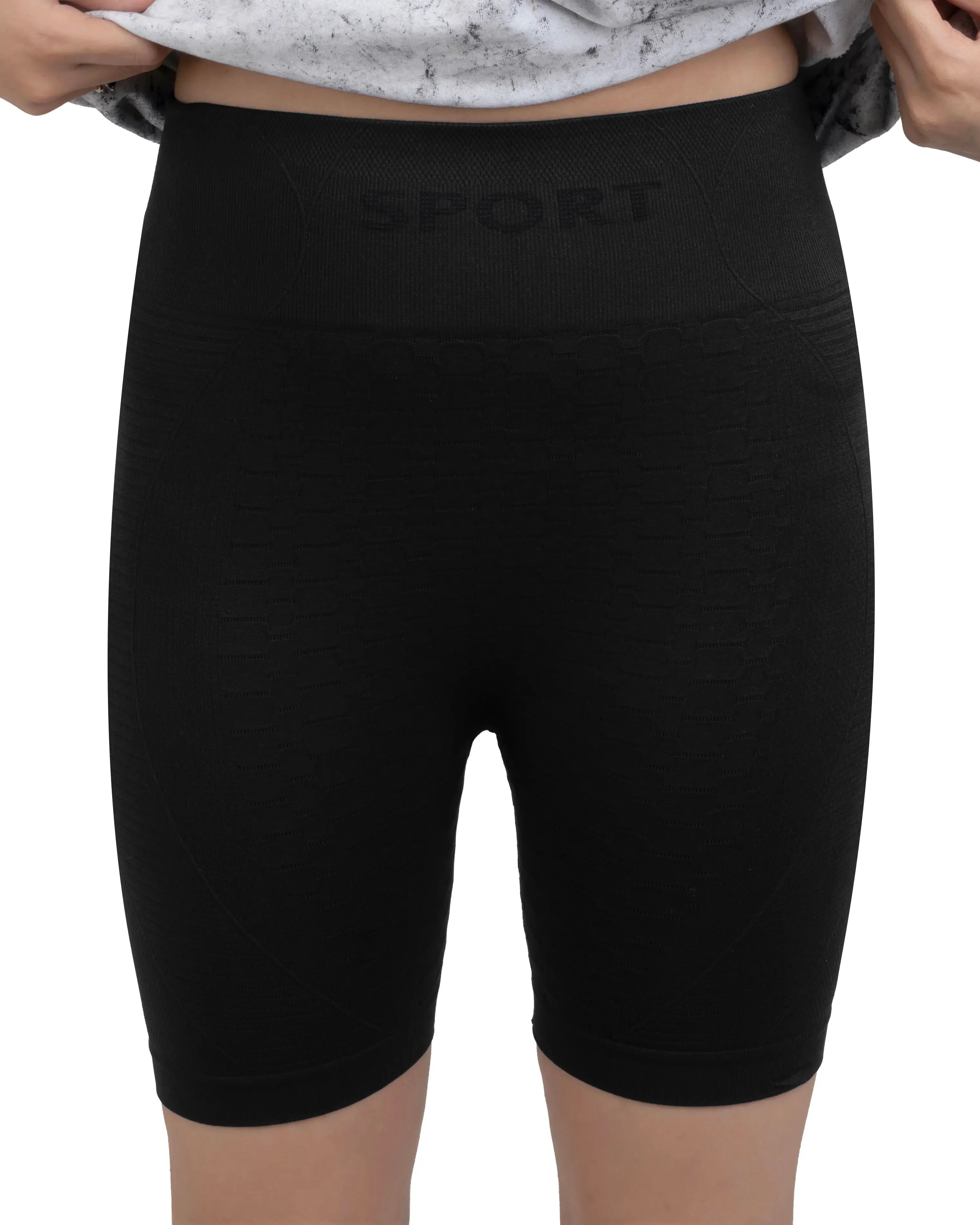 Bellbum Black Seamless Yoga Shorts – High-Waist Body-Hugging Spandex