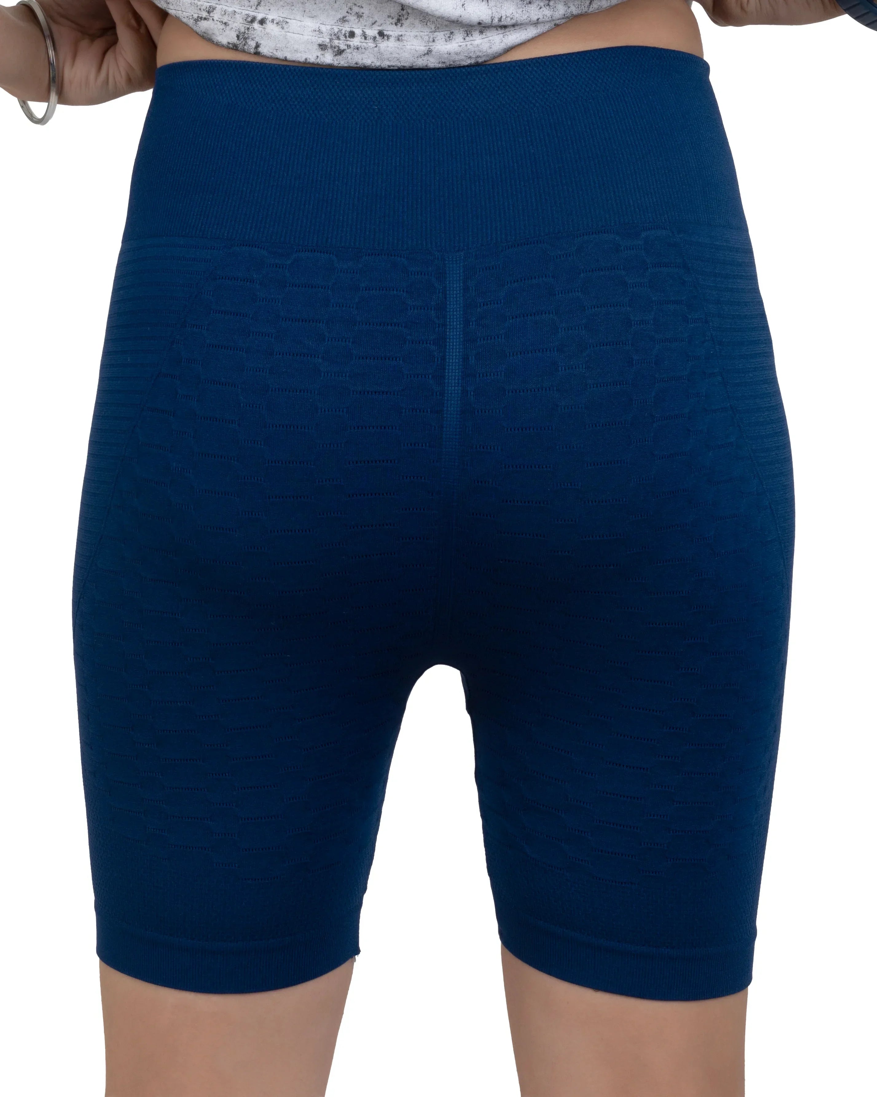 Bellbum Navy Blue Seamless Yoga Shorts – High-Waist Body-Hugging Spandex