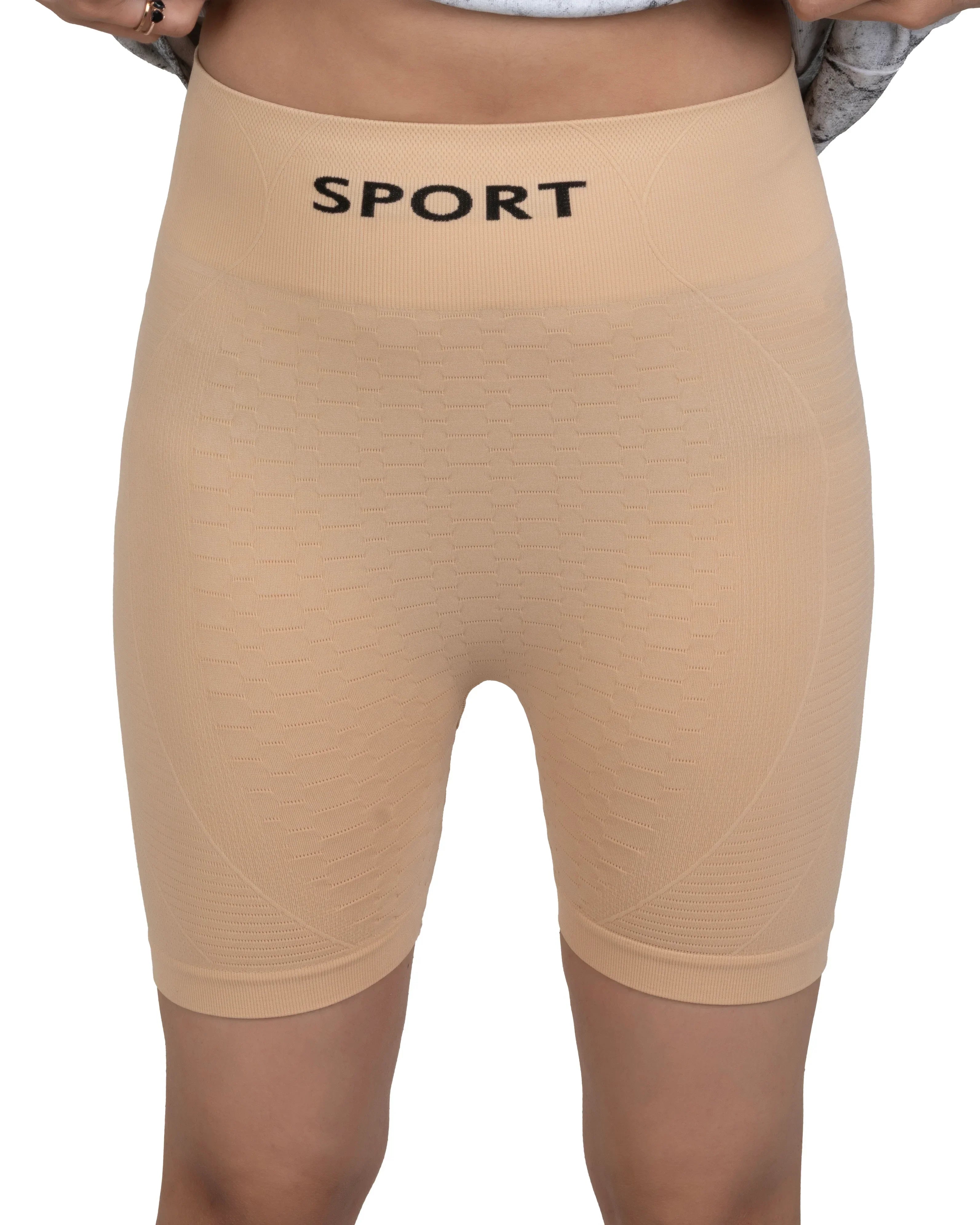 Bellbum Nude Seamless Yoga Shorts – High-Waist Body-Hugging Spandex