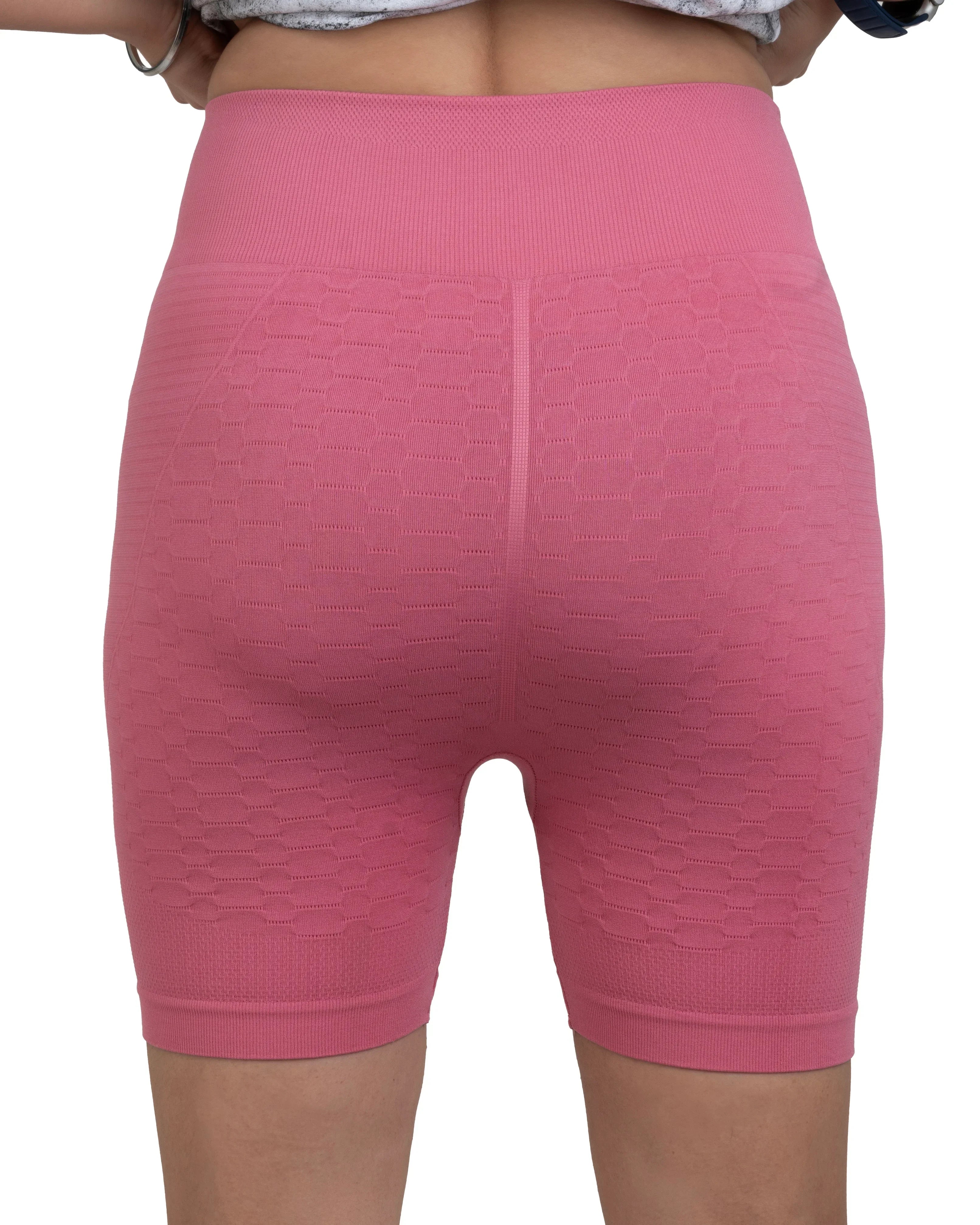 Bellbum Pink Seamless Yoga Shorts – High-Waist Body-Hugging Spandex