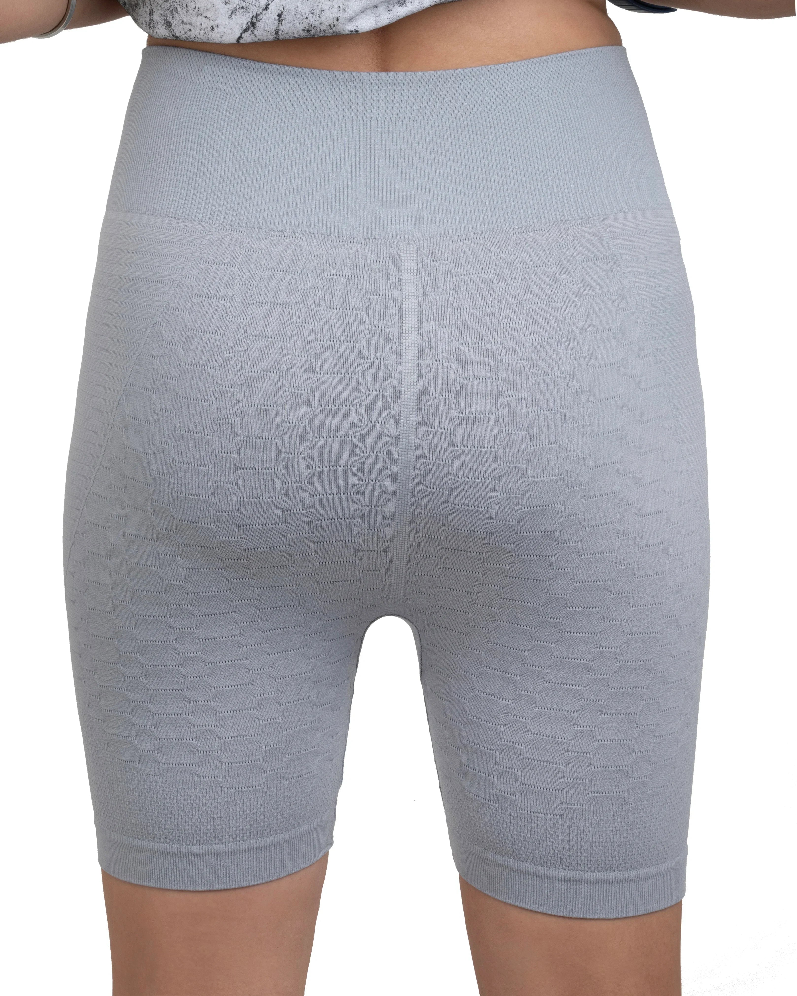Bellbum Grey Seamless Yoga Shorts – High-Waist Body-Hugging Spandex