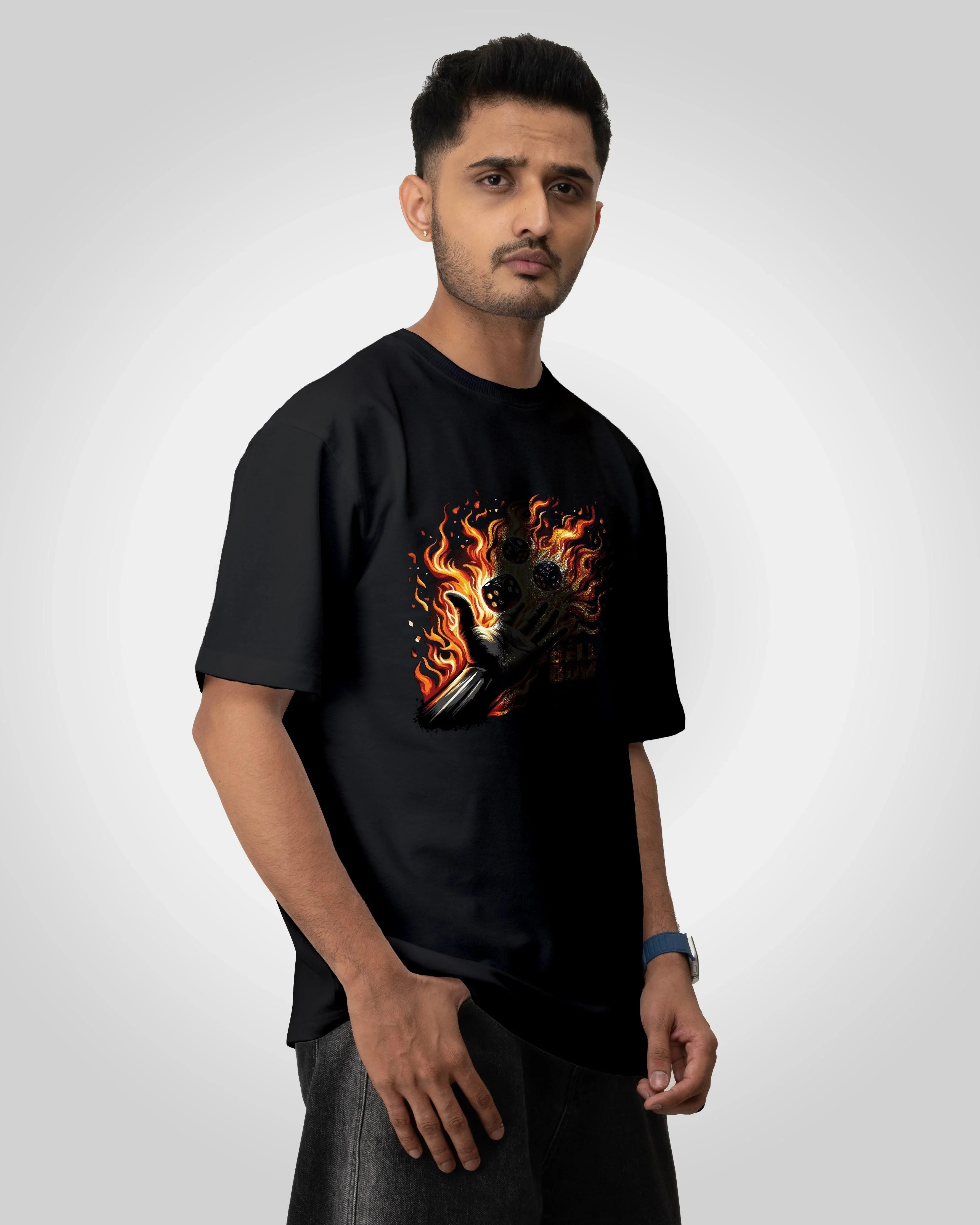 Gambling with fire Unisex printed graphic oversized t-shirt - Bellbum