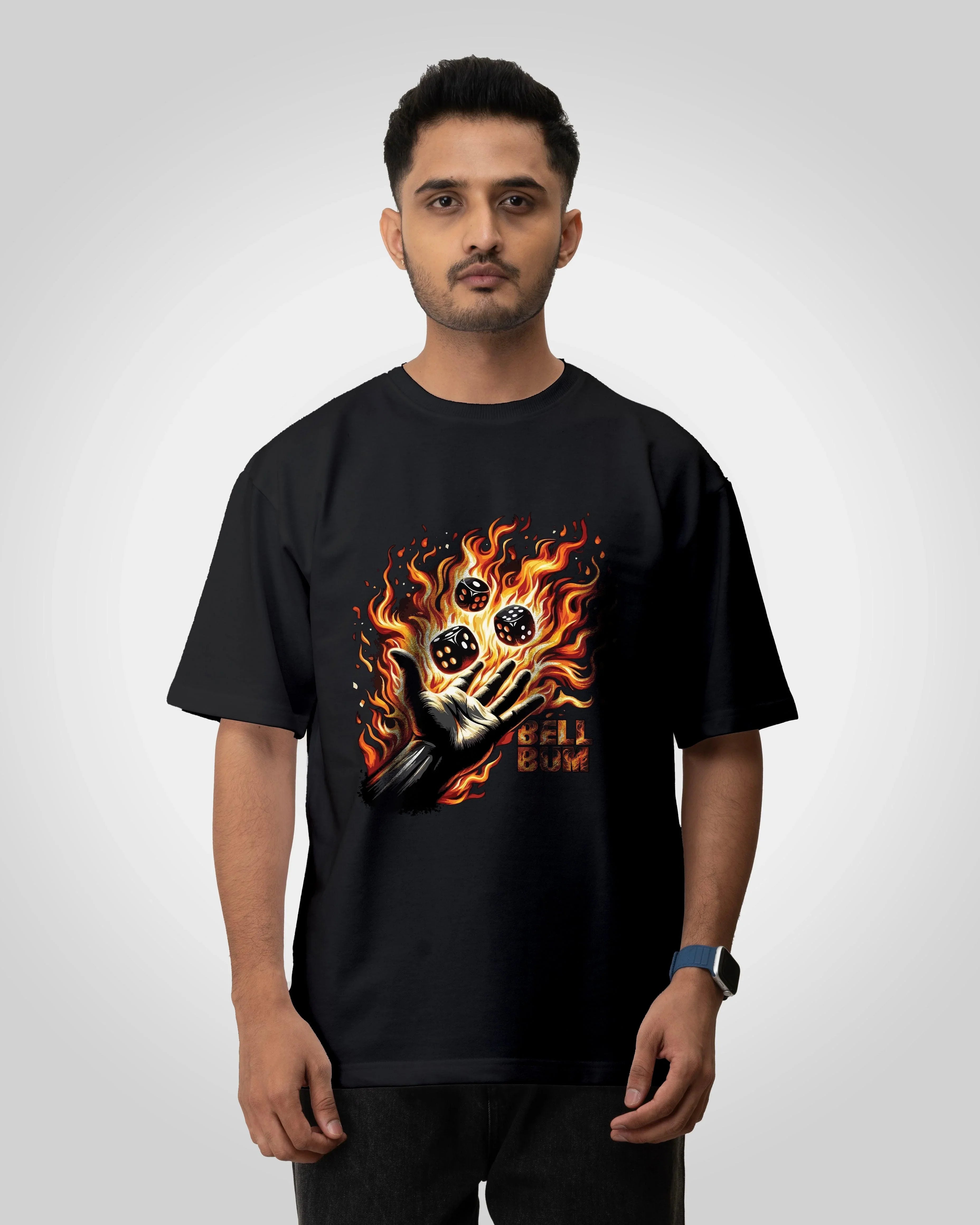 Gambling with fire Unisex printed graphic oversized t-shirt - Bellbum