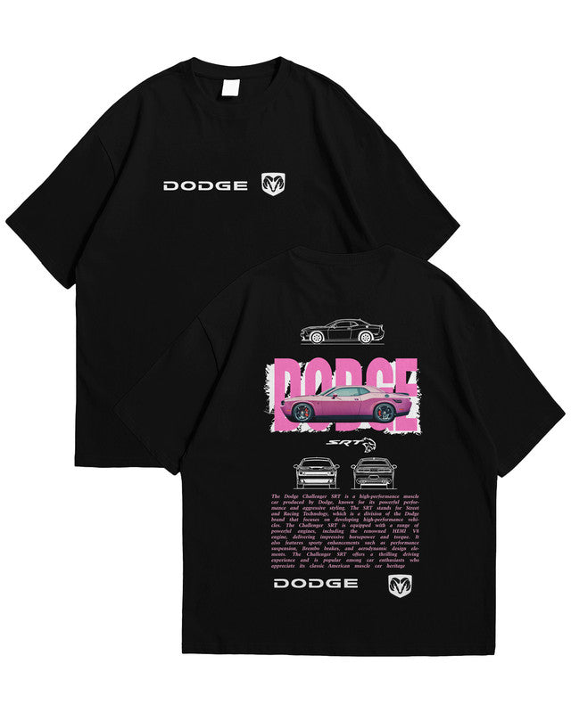 Bellbum Dodge Challenger SRT Oversized T-Shirt – 240GSM French Terry Cotton, Black, Unisex Muscle Car Streetwear