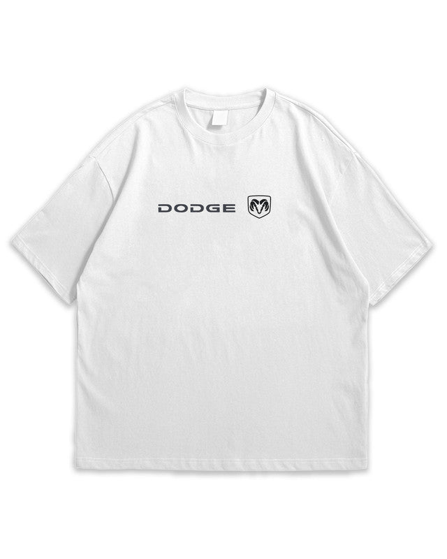 Bellbum Dodge Challenger SRT Oversized T-Shirt – 240GSM French Terry Cotton, White, Unisex Muscle Car Streetwear