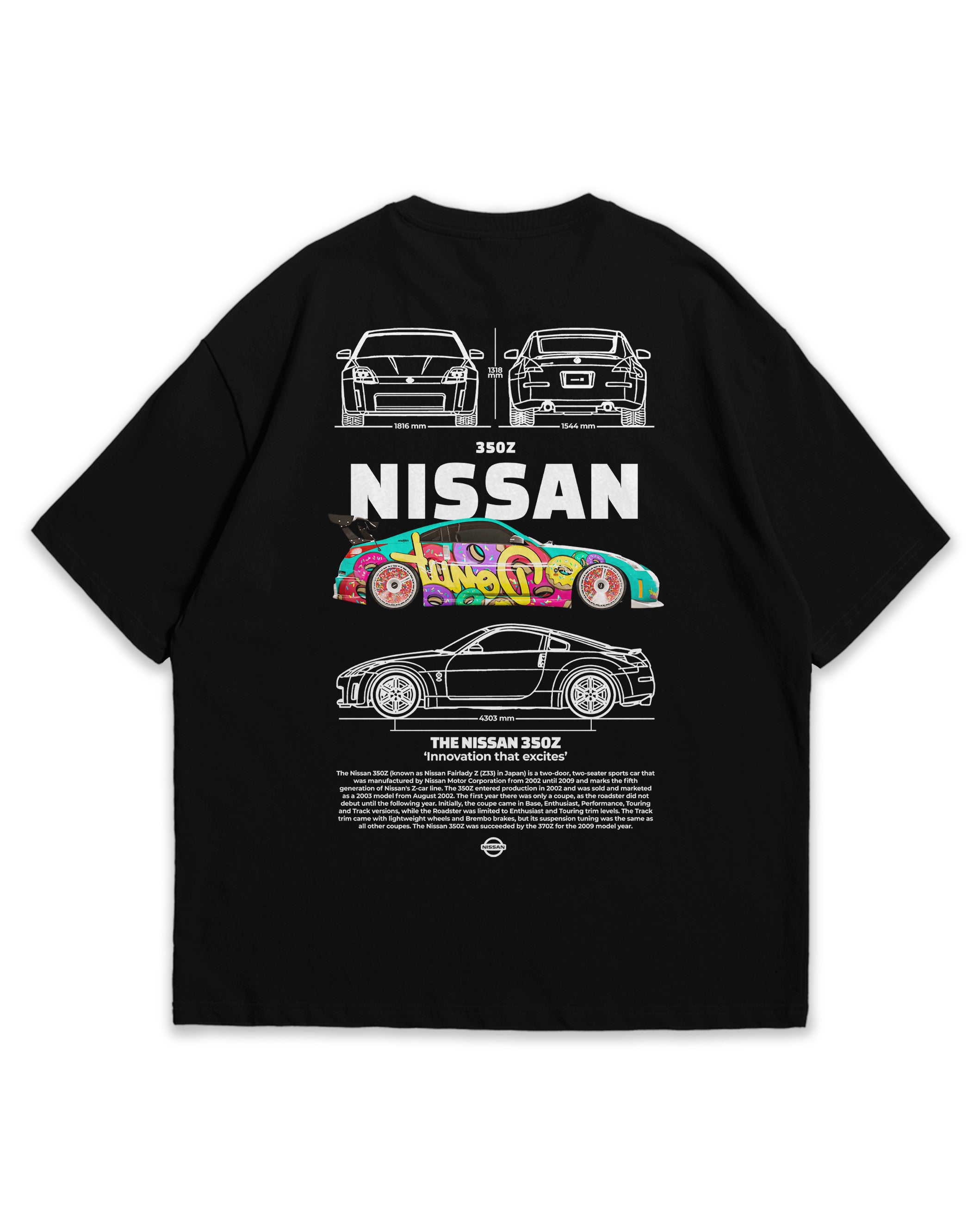 Bellbum Nissan 350Z Oversized T-Shirt – 240GSM French Terry Cotton, Black, Unisex JDM Streetwear