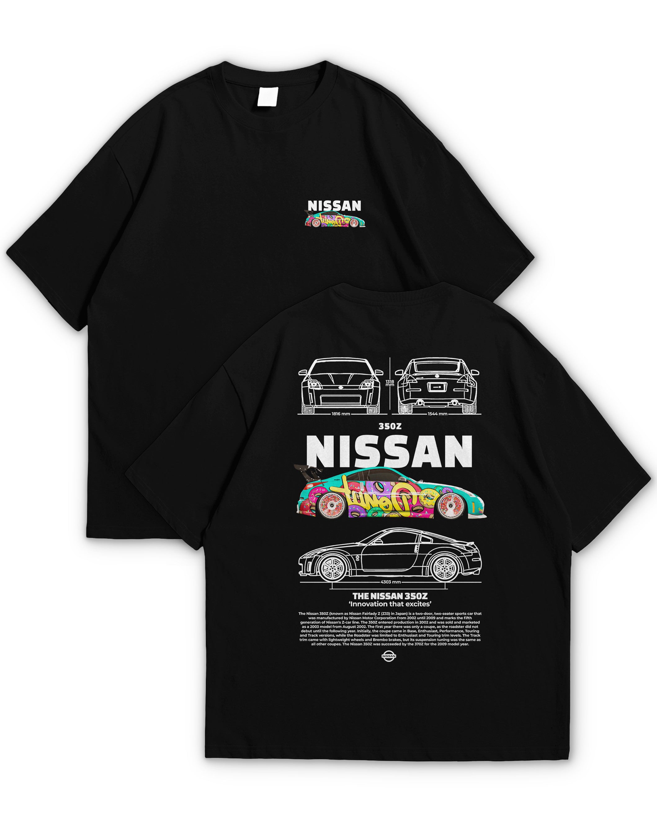 Bellbum Nissan 350Z Oversized T-Shirt – 240GSM French Terry Cotton, Black, Unisex JDM Streetwear