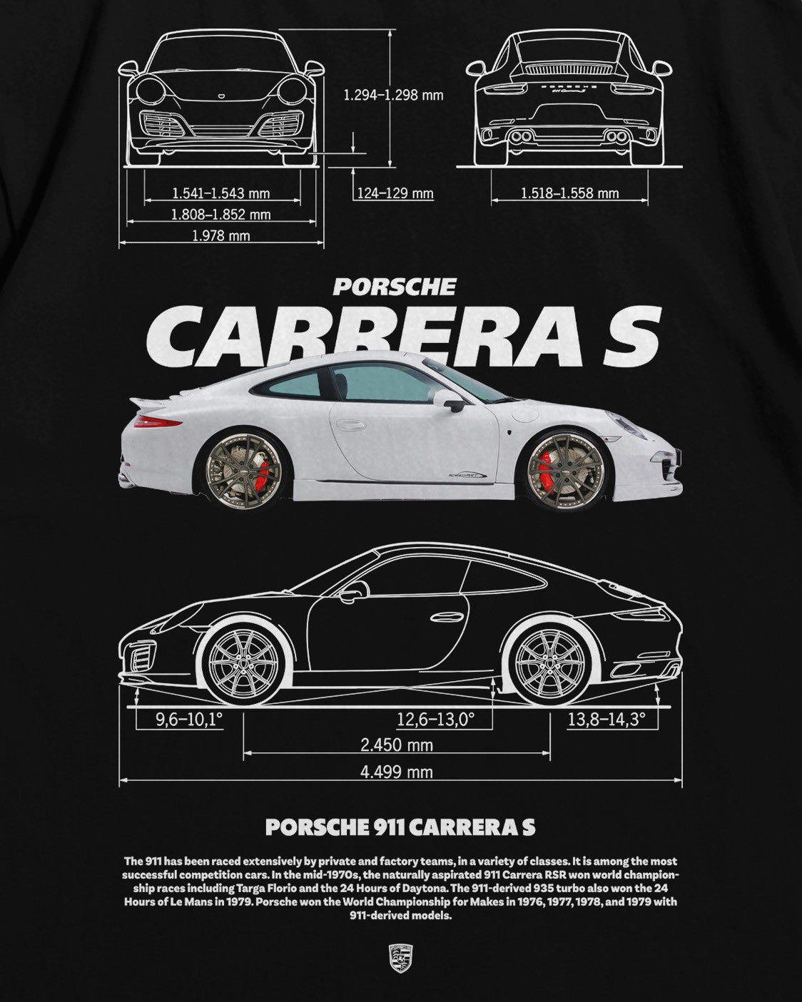 Bellbum 911 Carrera S Oversized T-Shirt – 240GSM French Terry Cotton, Black, Unisex Porsche Streetwear