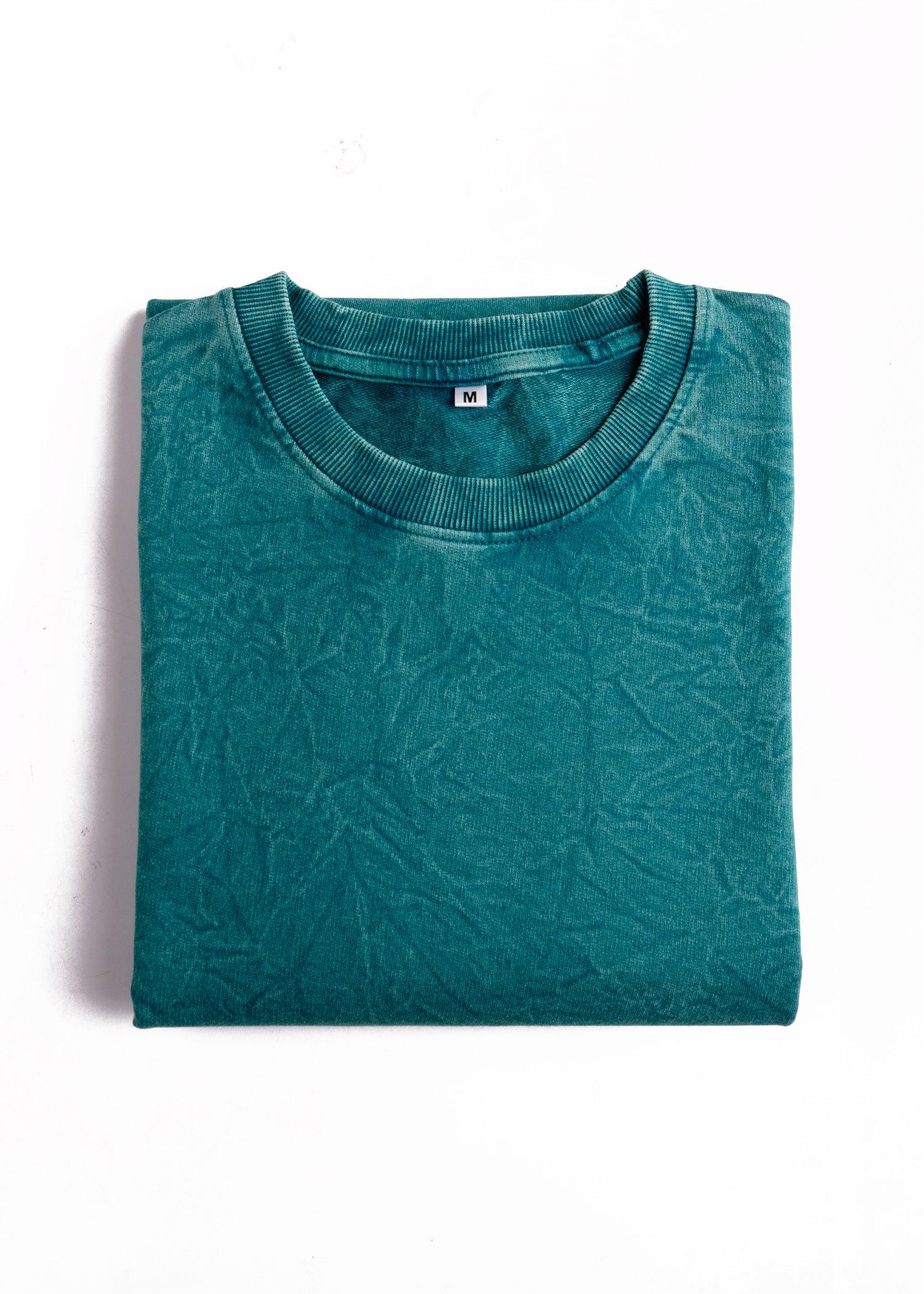Forest Green Acid Wash Oversized T-Shirt - Bellbum
