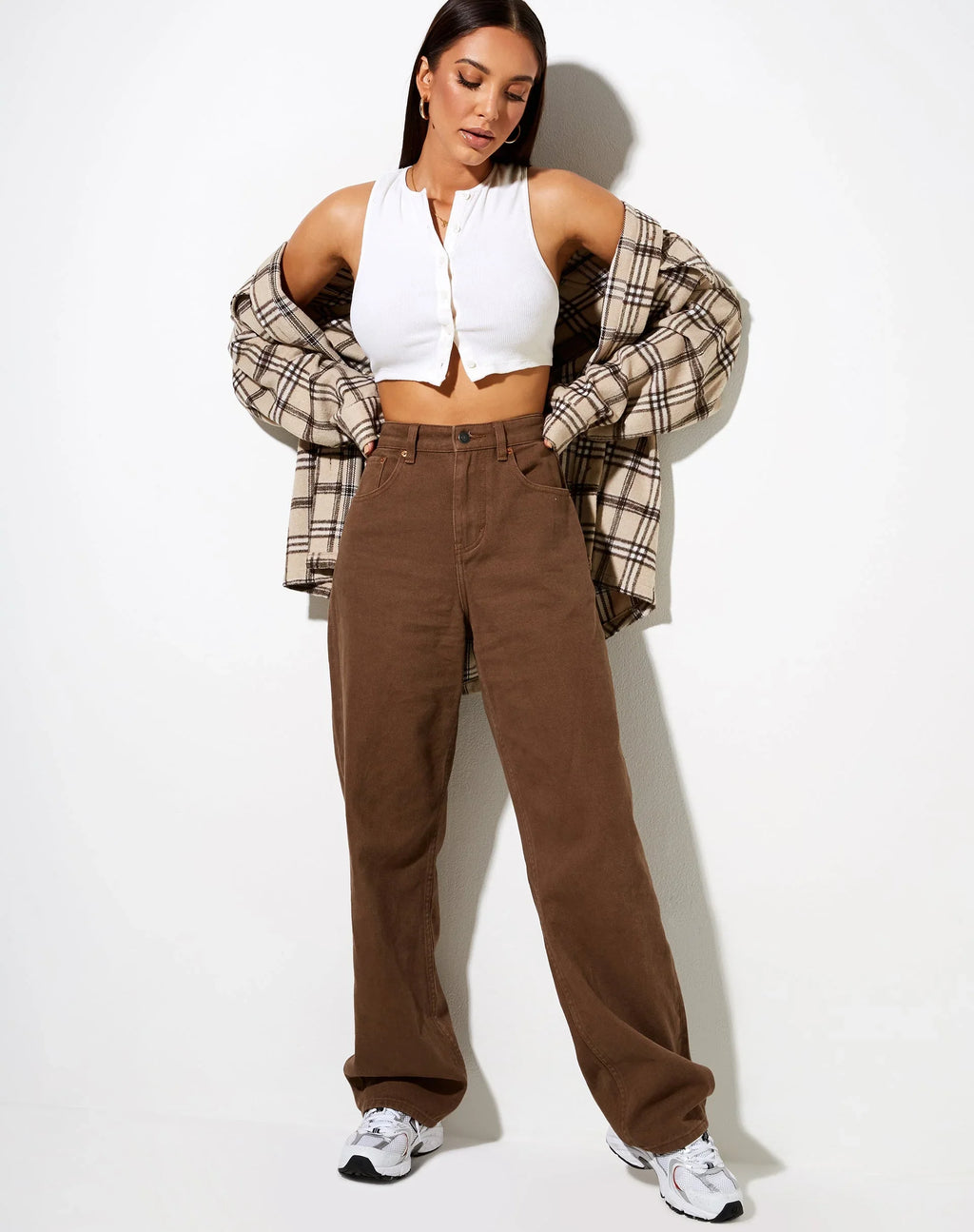 Bellbum Wide Leg Jeans Brown Denim - Bellbum