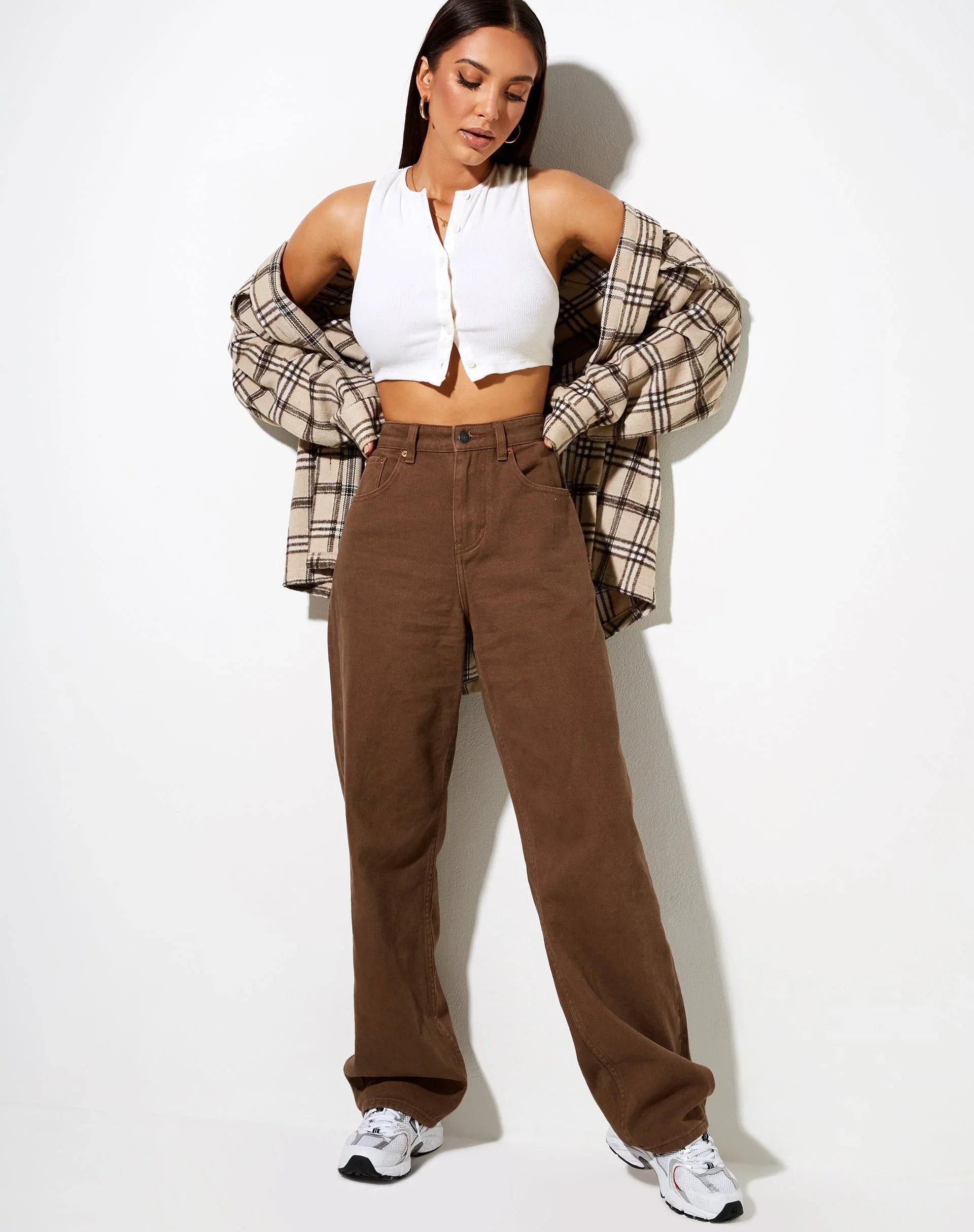 Bellbum Wide Leg Jeans Brown Denim - Bellbum