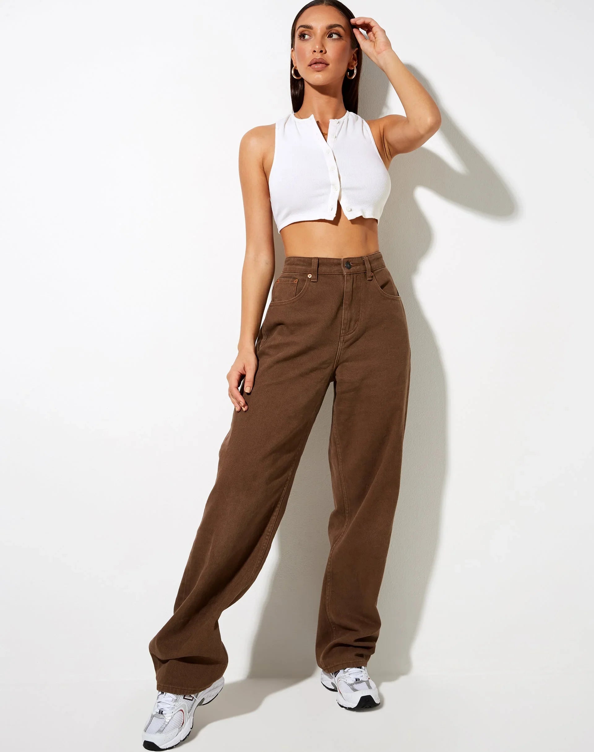 Bellbum Wide Leg Jeans Brown Denim - Bellbum