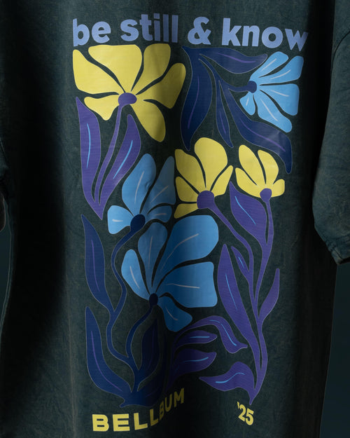 "Be Still & Know" Floral Oversized Tee - Bellbum