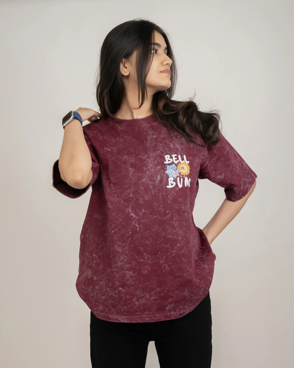 Bellbum Unisex Oversized T-Shirt Maroon Cotton – With You Everything Is Okay