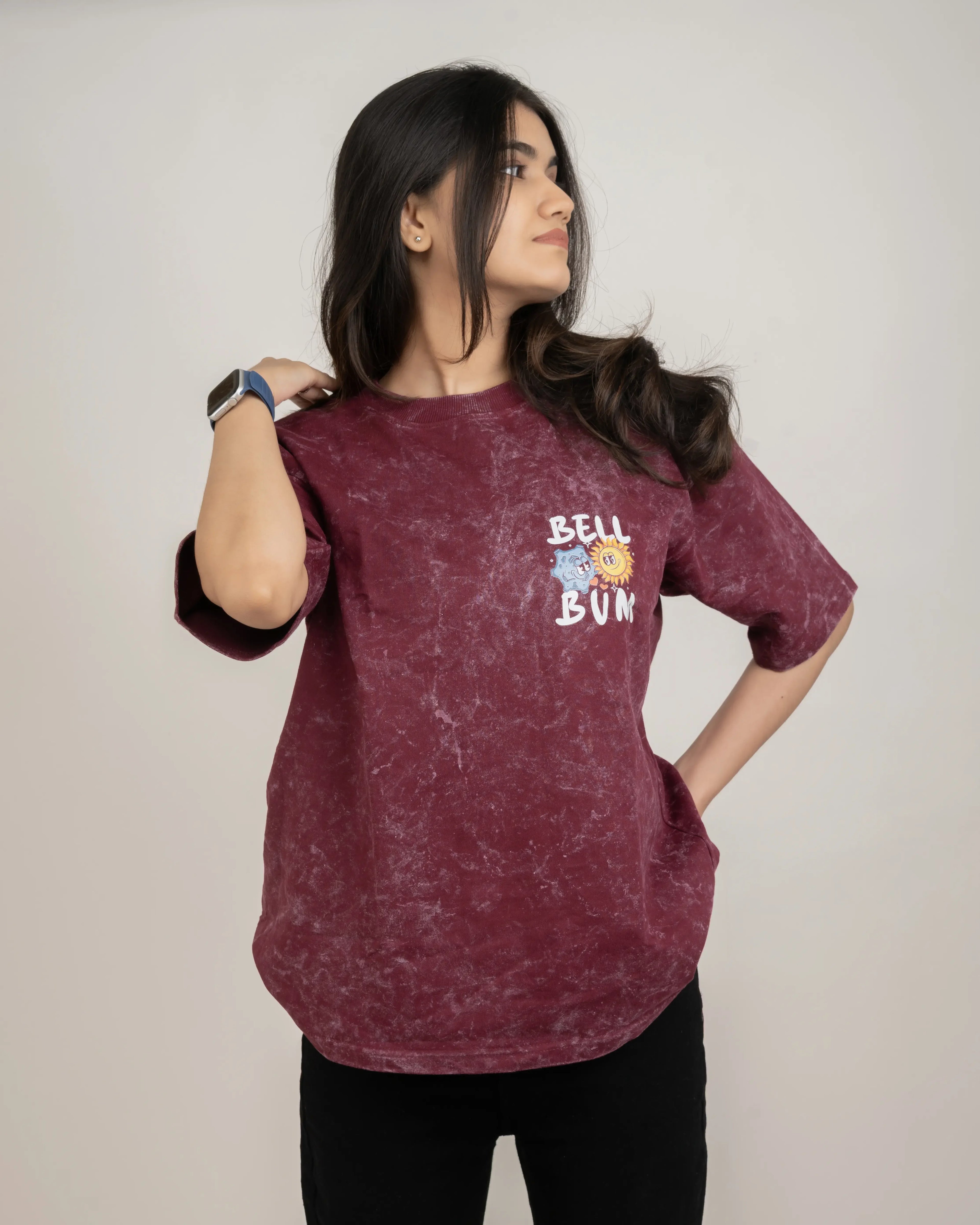 Bellbum Unisex Oversized T-Shirt Maroon Cotton – With You Everything Is Okay