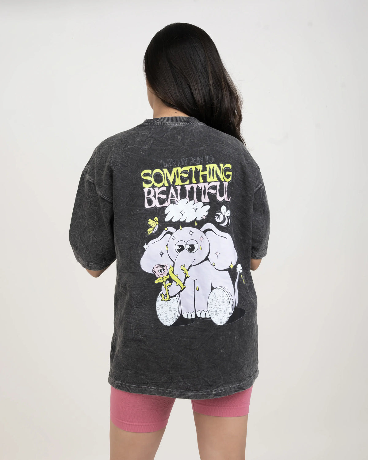 Something beautiful Acid Wash Oversized T-Shirt
