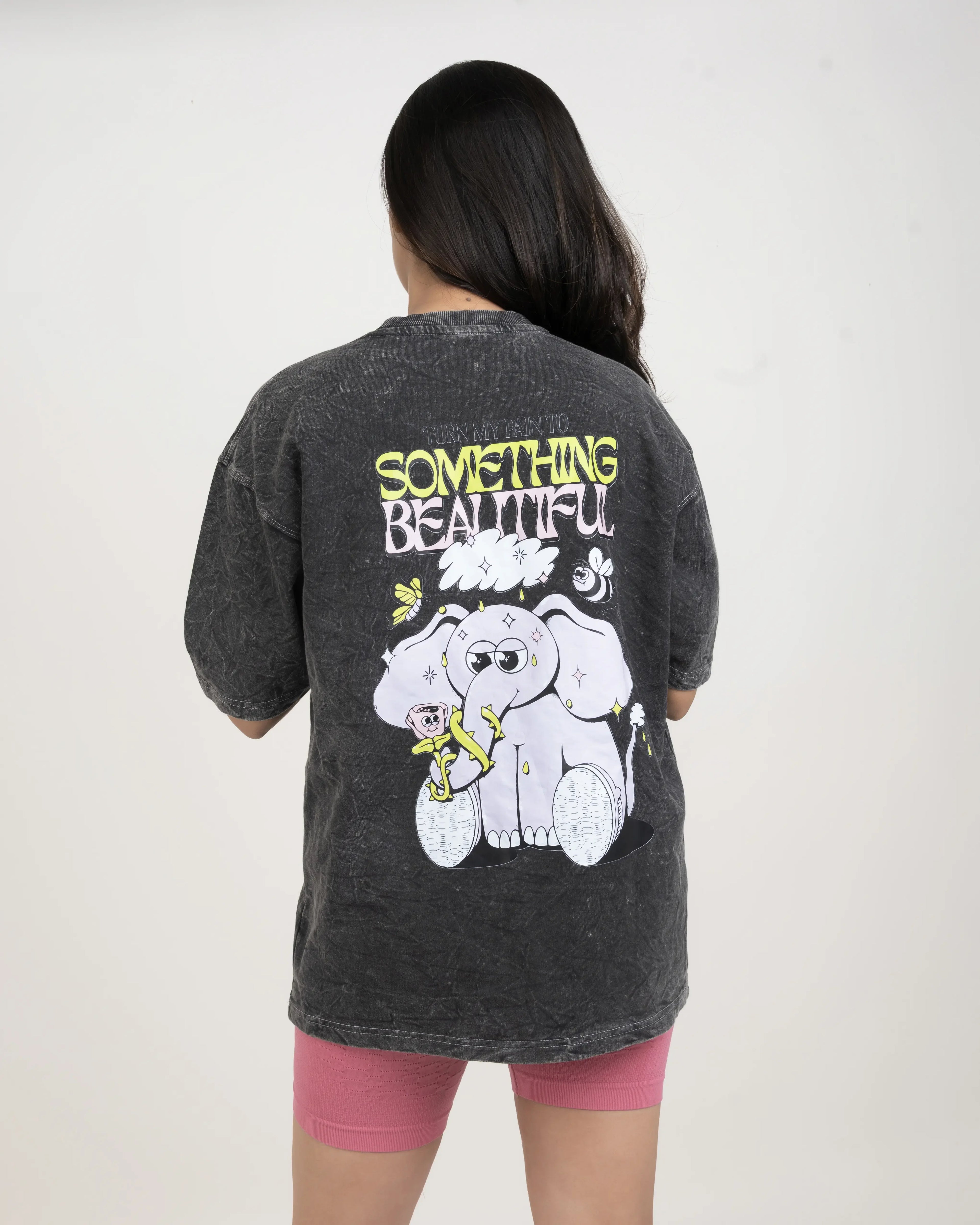 Something beautiful Acid Wash Oversized T-Shirt