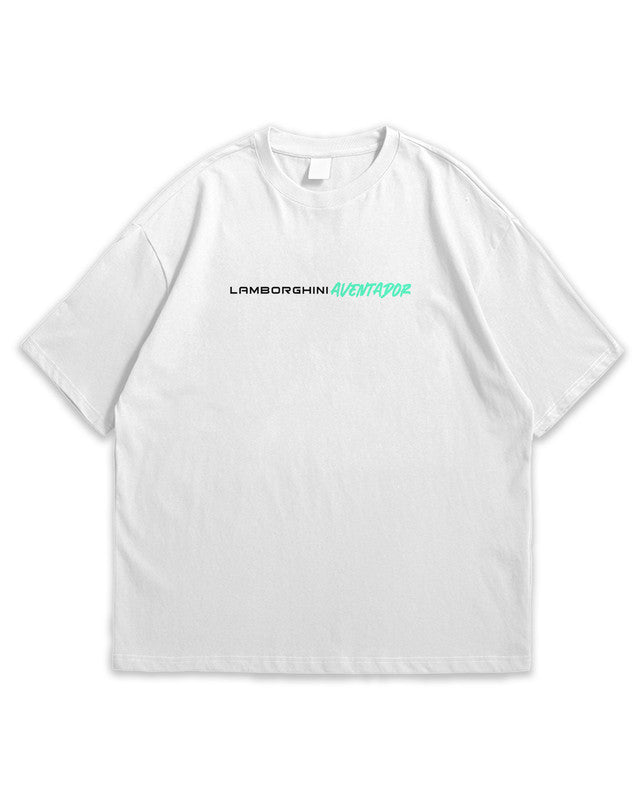 Bellbum Lamborghini Aventador Oversized T-Shirt – 240GSM French Terry Cotton, White, Unisex Supercar Streetwear