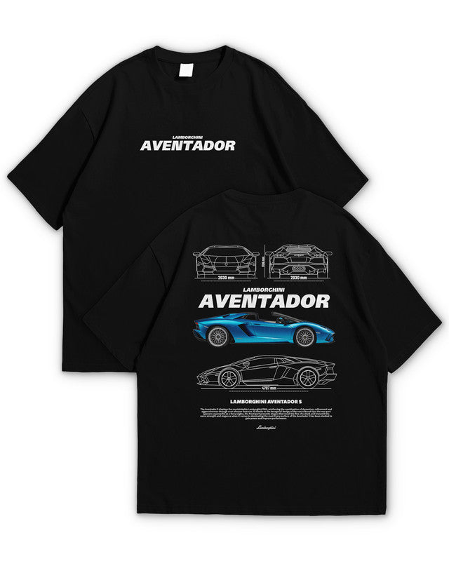 Bellbum Lamborghini Aventador S Oversized T-Shirt – 240GSM French Terry Cotton, Black, Unisex Supercar Streetwear