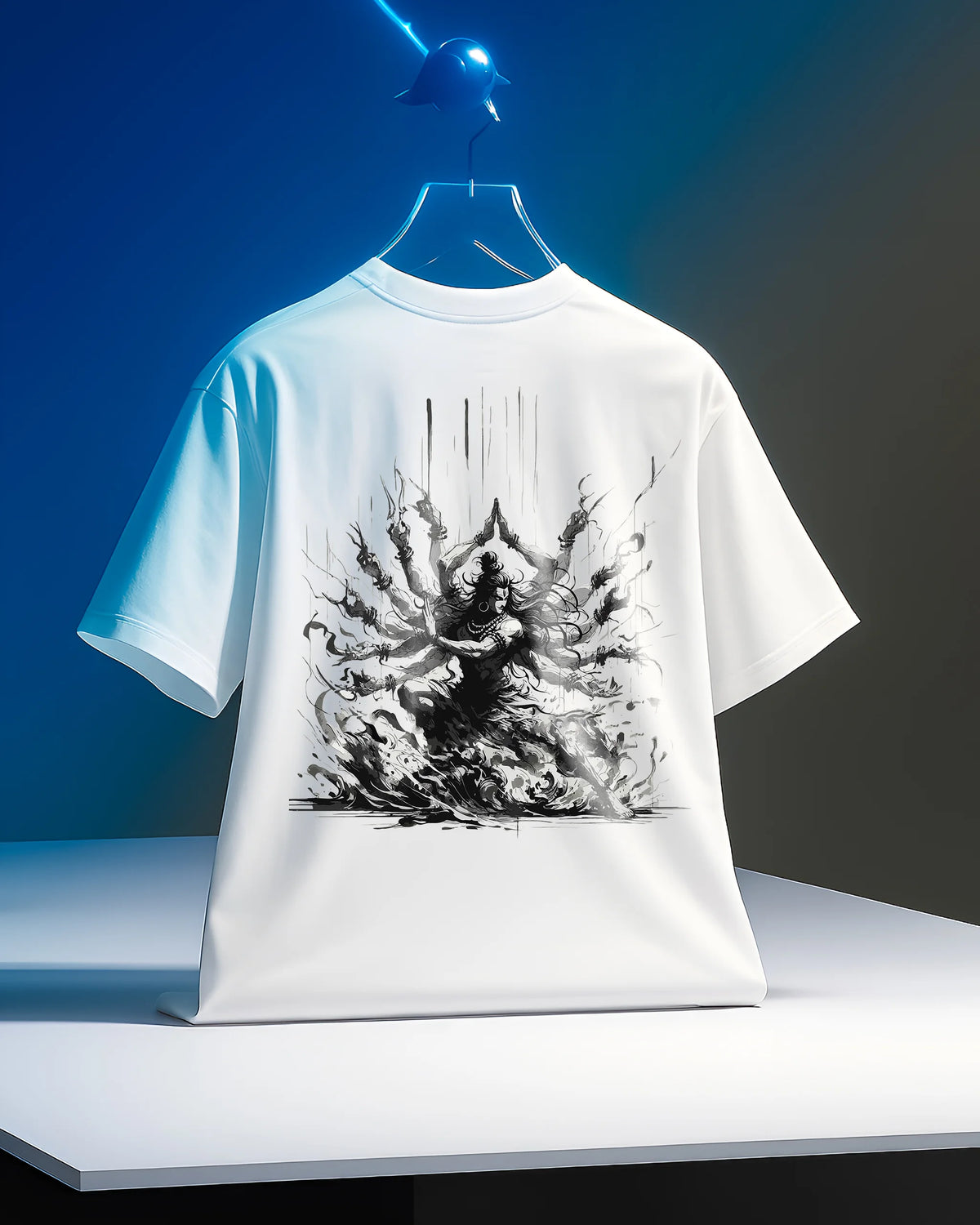 Bellbum Mahakal Oversized T-Shirt – 240GSM French Terry Cotton, White, Unisex Graphic Streetwear