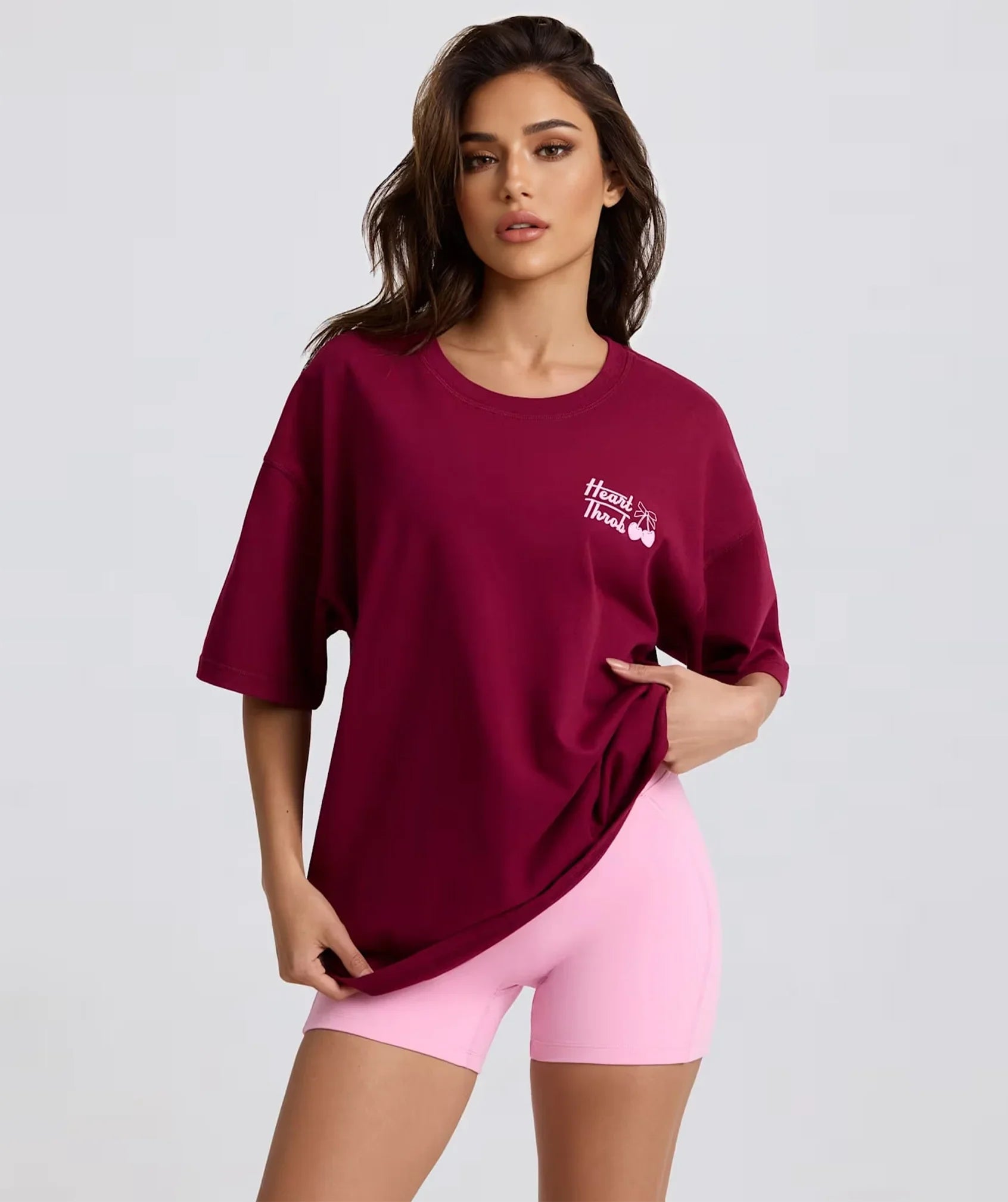 Heartthrob Cherry Maroon Oversized Graphic T-Shirt - Bellbum