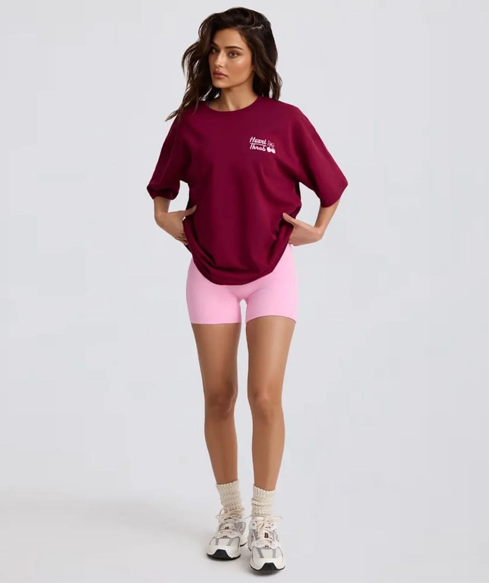Heartthrob Cherry Maroon Oversized Graphic T-Shirt - Bellbum