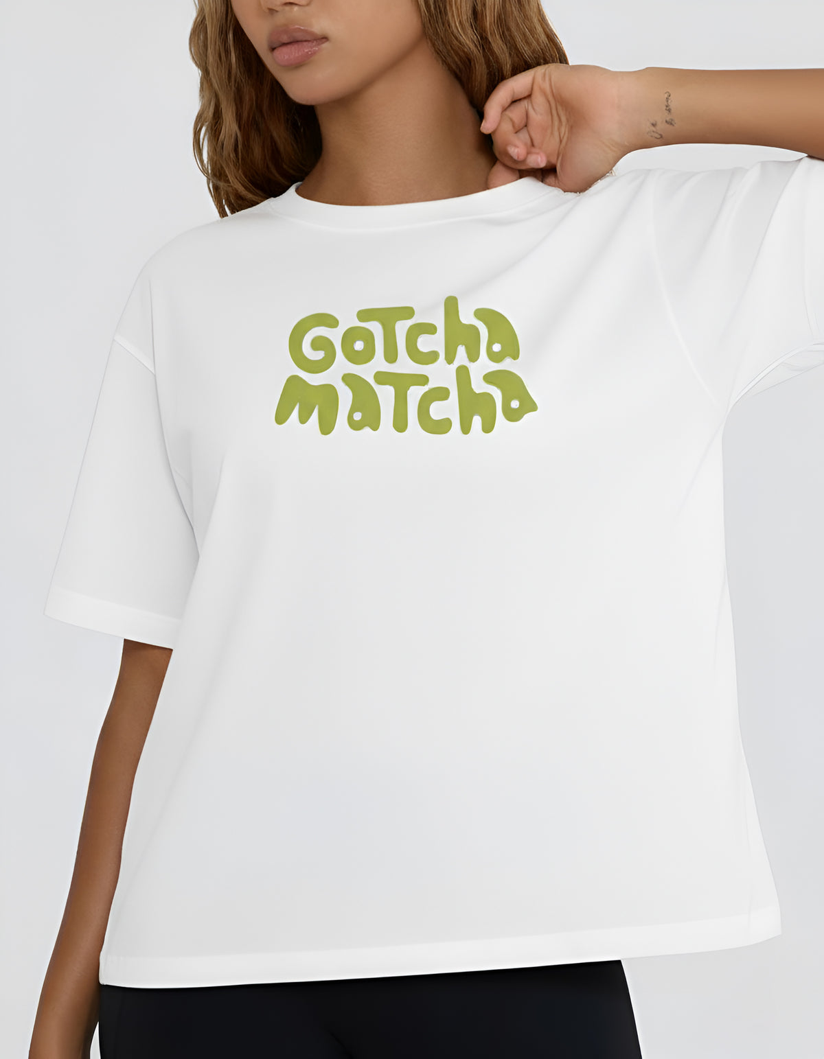 Bellbum Gotcha Matcha Oversized T-Shirt – 240GSM French Terry Cotton, White Unisex